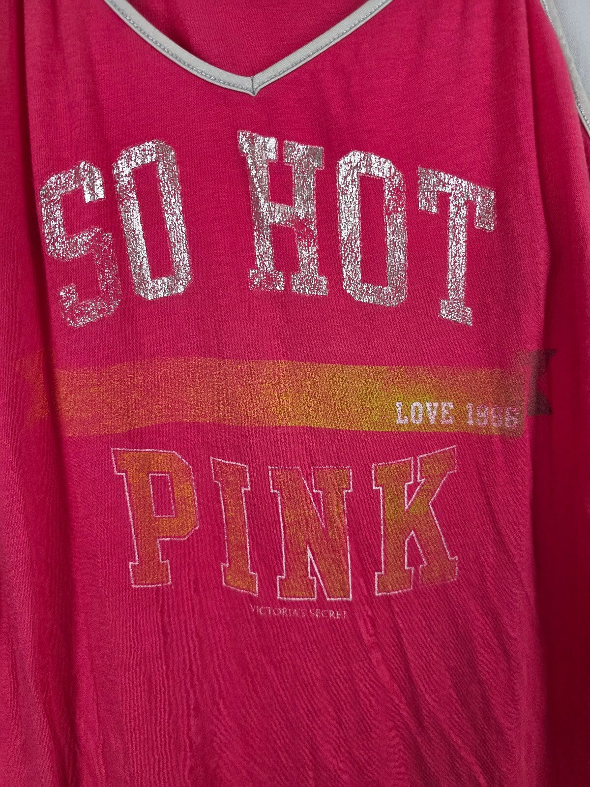 Victoria's Secret PINK SO HOT Tank Top XS Metallic Logo Strappy Racerback Y2K