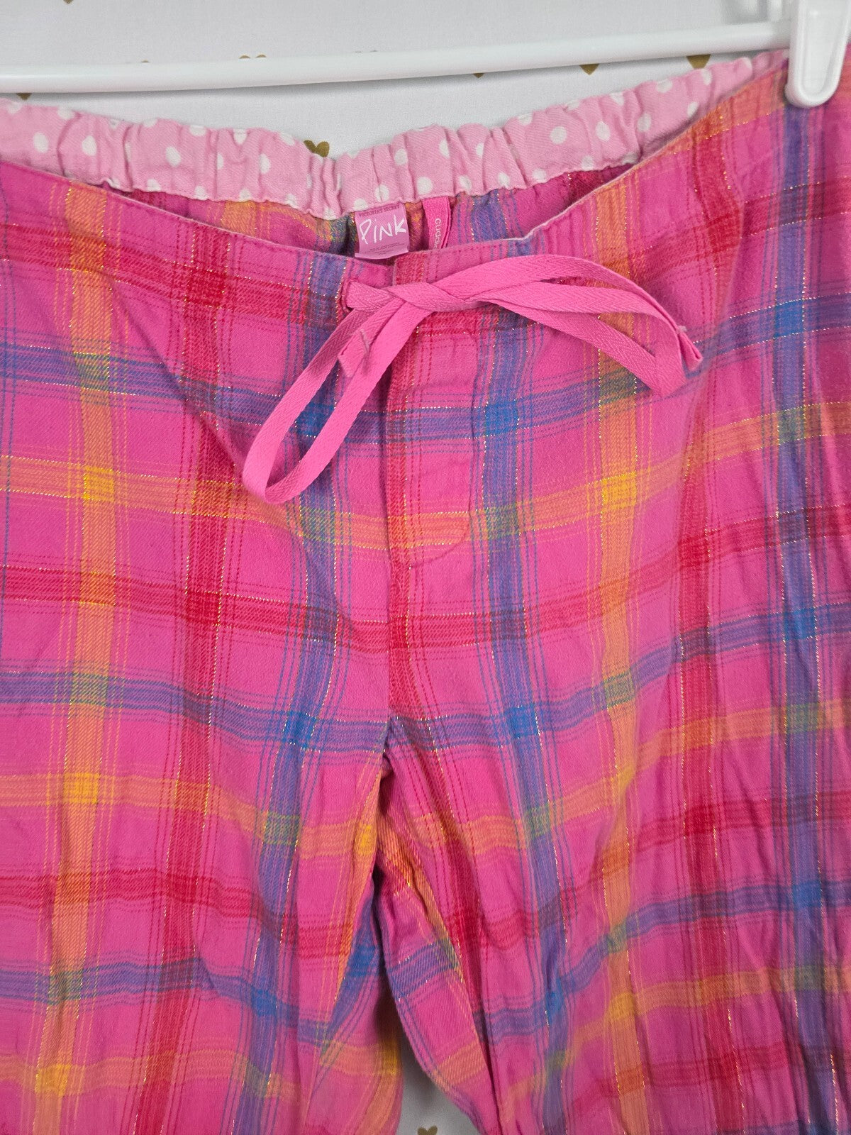 Victorias Secret PINK Vintage Logo Butt Y2k Plaid Sleep Pants Pajama PJ Bottoms