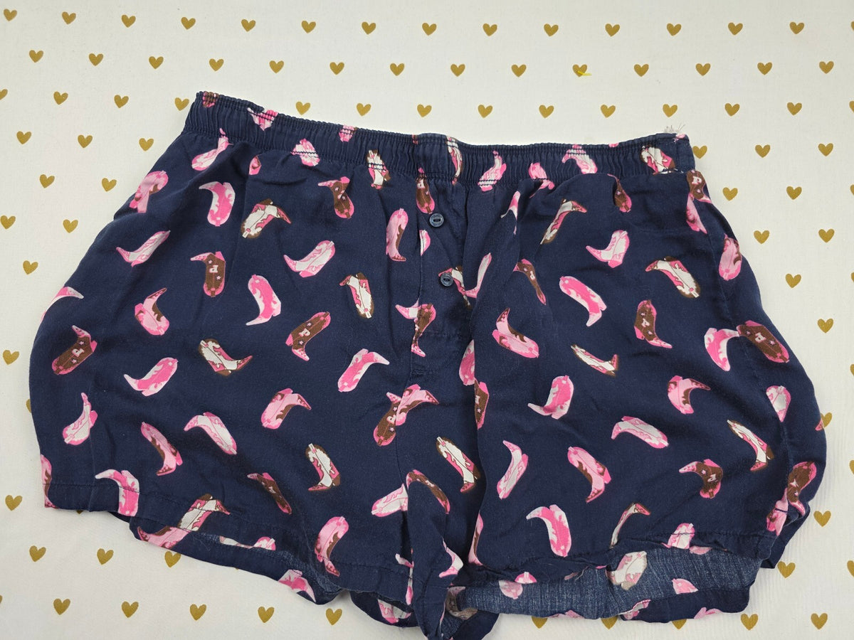 Victorias Secret PINK Boots Small Silky Sleep Shorts Boxers Pajama Bottoms