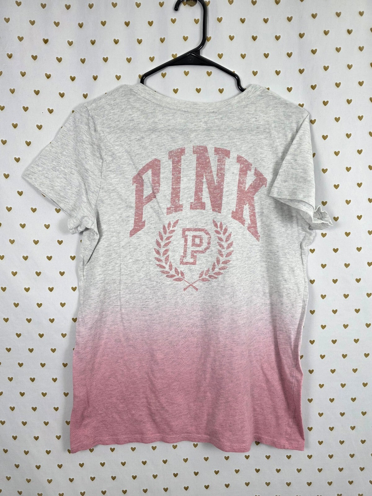 Victorias Secret PINK Gradient Crest Logo Tee Shirt Large