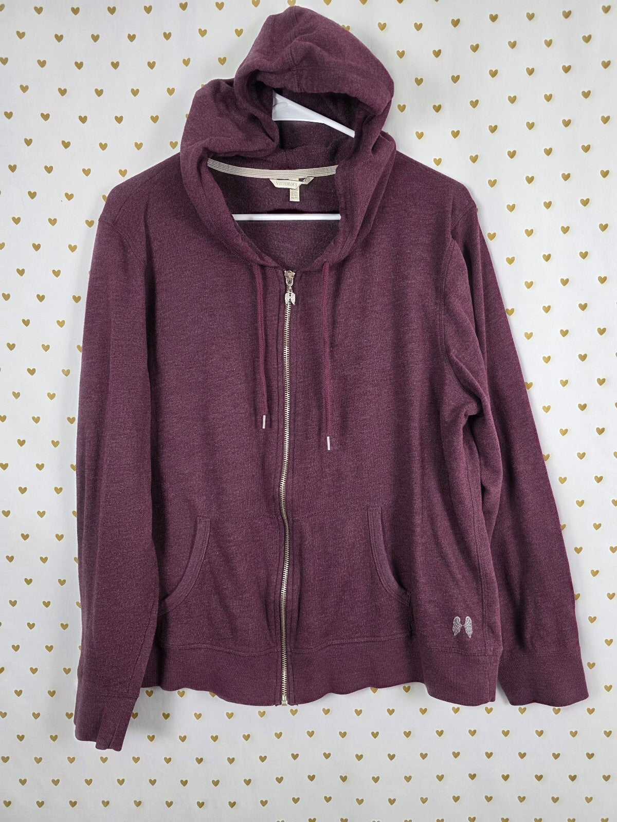 Victorias Secret Angels Bling Maroon Full Zip Hoodie Jacket Sequined XL