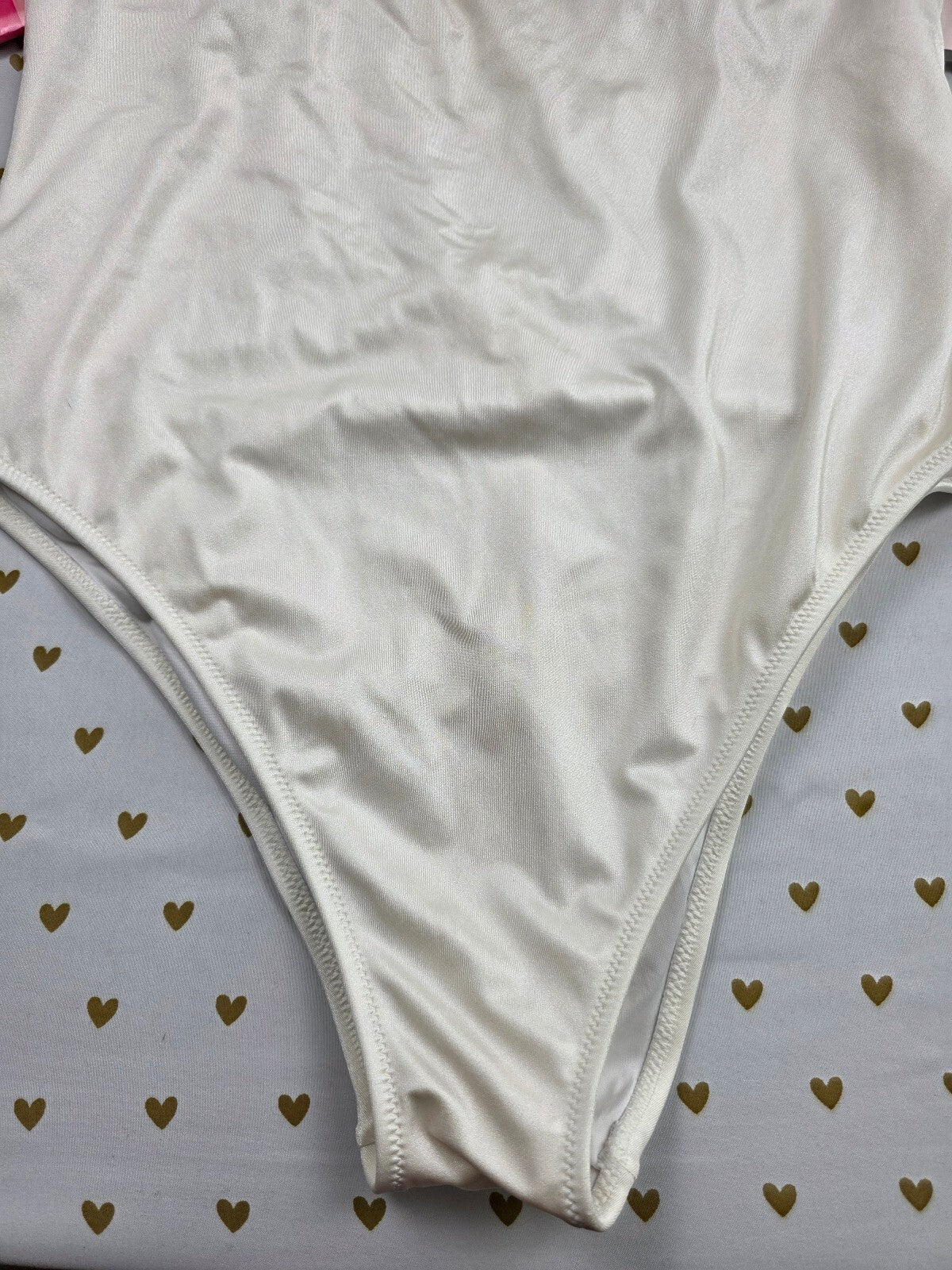 Victoria's Secret White Rhinestone BLING Shine Strap One Piece Swimsuit XL