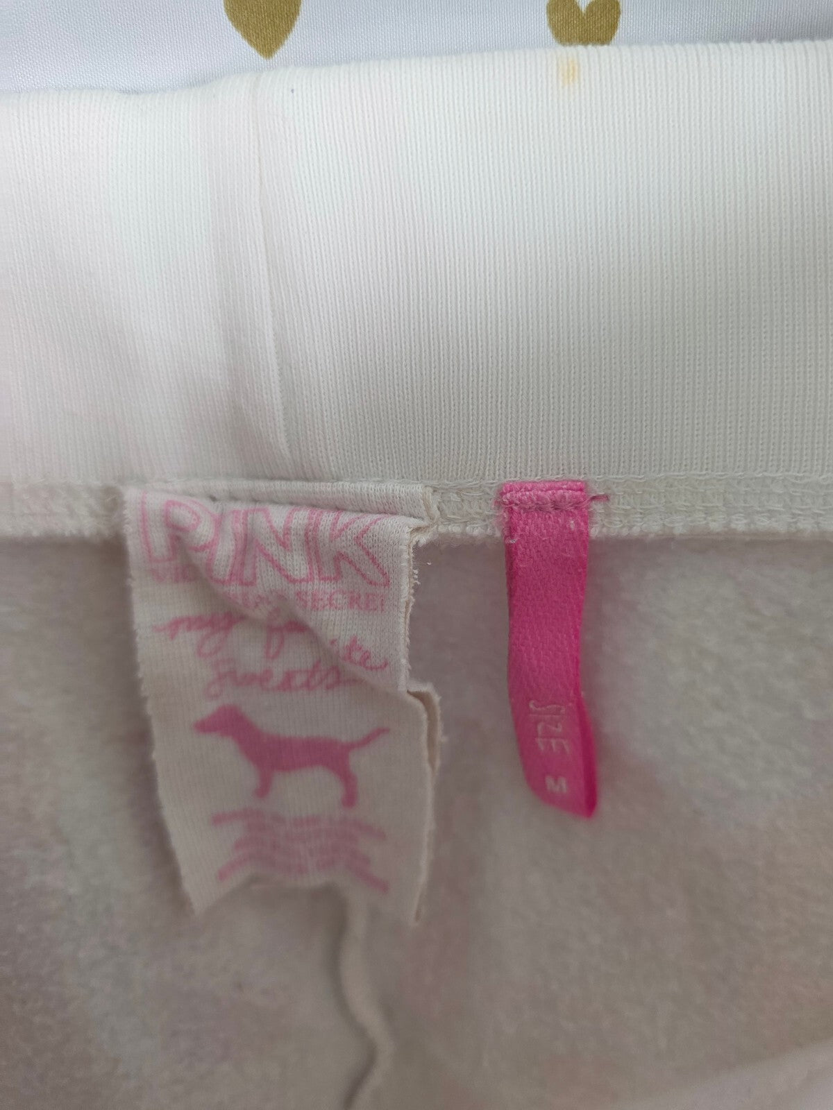 Victorias Secret PINK White Vintage Logo Butt Sweats Sweatpants Y2k Medium