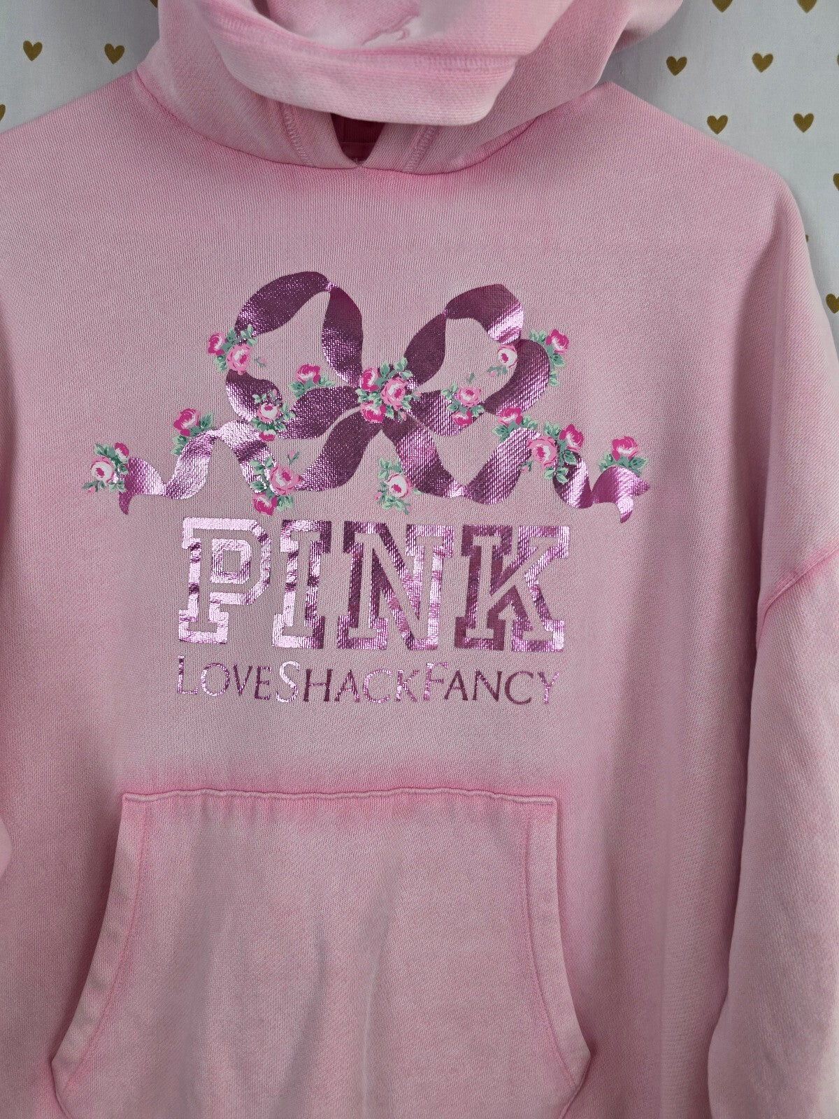 Victorias Secret Pink Loveshackfancy Pullover Hooded Sweater Logo Large