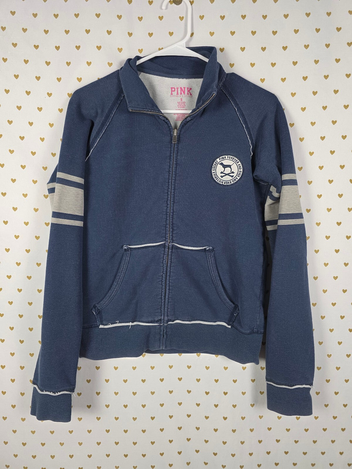 Victorias Secret Pink FOREVER Vintage Quarter Zip Soft Cotton Sweater Small