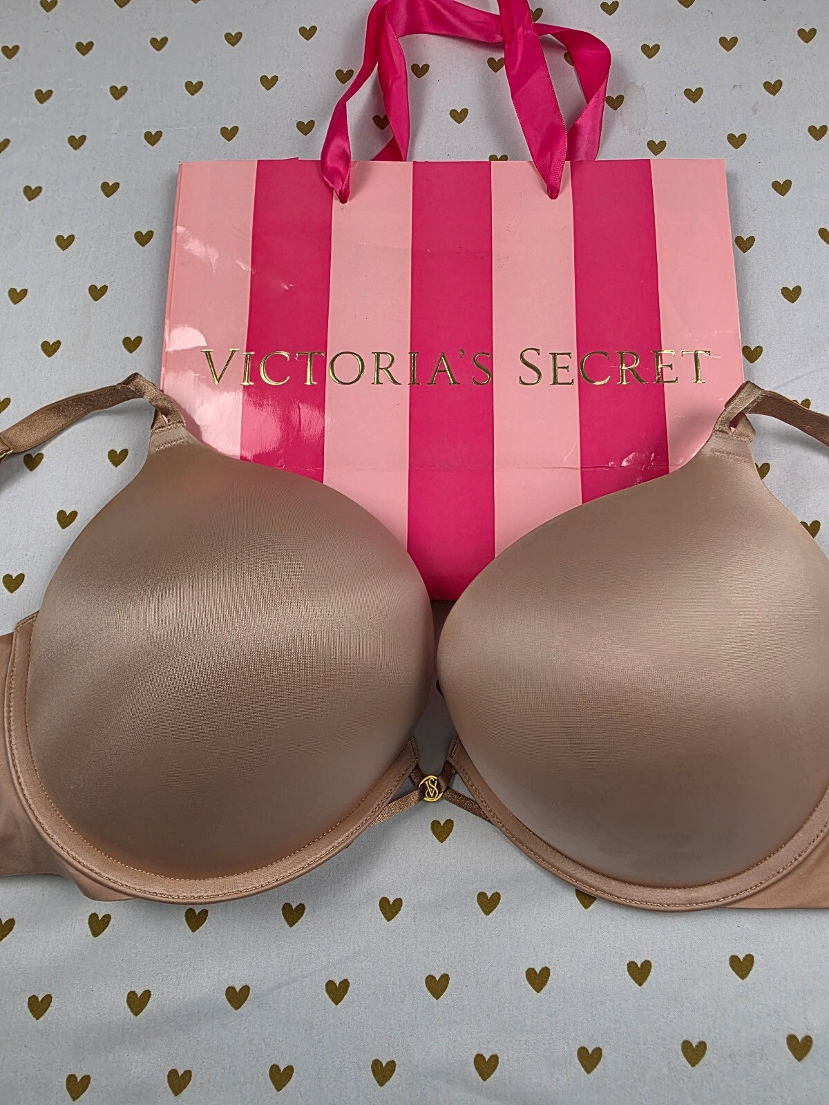 Victorias Secret Bombshell Add 2 Sizes Push Up Bra Beige Plunge 38D