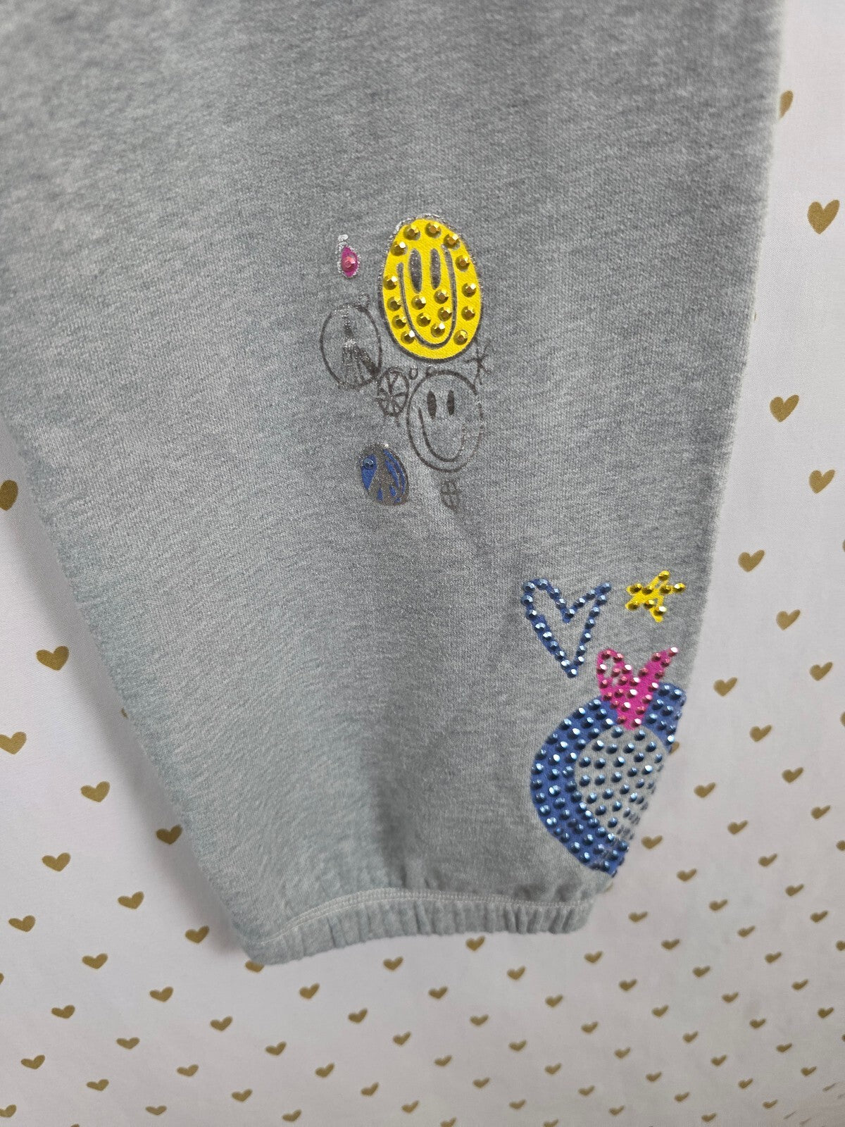 Vintage Victoria's Secret PINK Rhinestone Hearts Balloons Sweatpants S RARE
