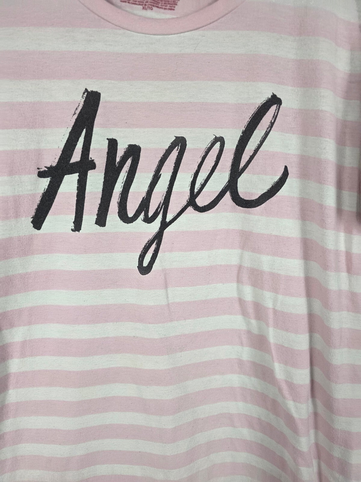 Victorias Secret Striped Pink ANGEL Sleep Shirt nightgown Pajama XL