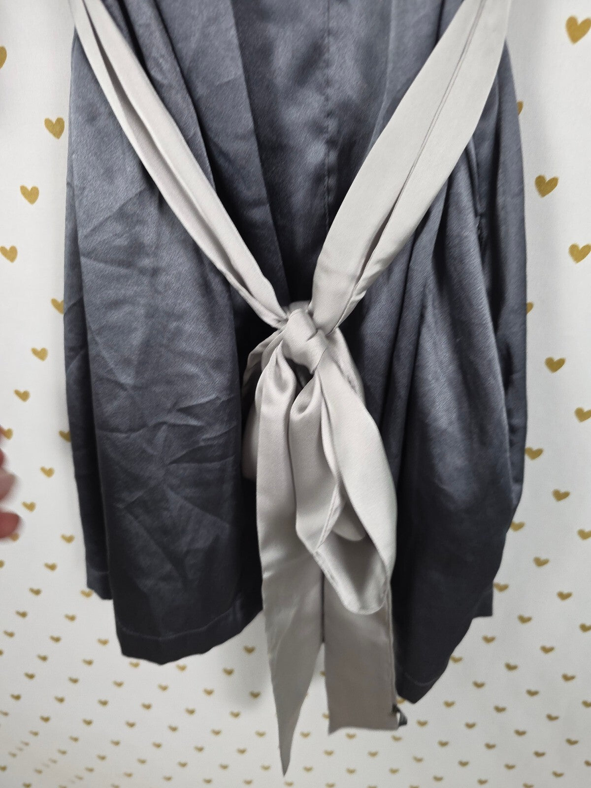 Victorias Secret Satin Silky Robe Grey Lounge Wrap Kimono XS SMALL