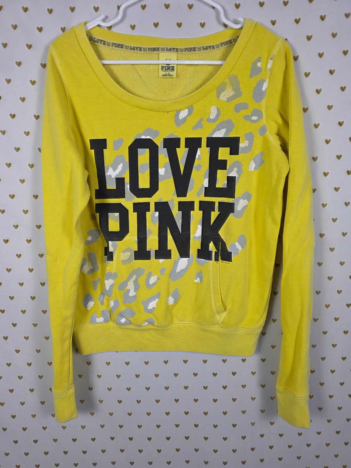 Rare PINK Victoria's Secret Leopard Logo LOVE vintage Crewneck Sweatshirt Large