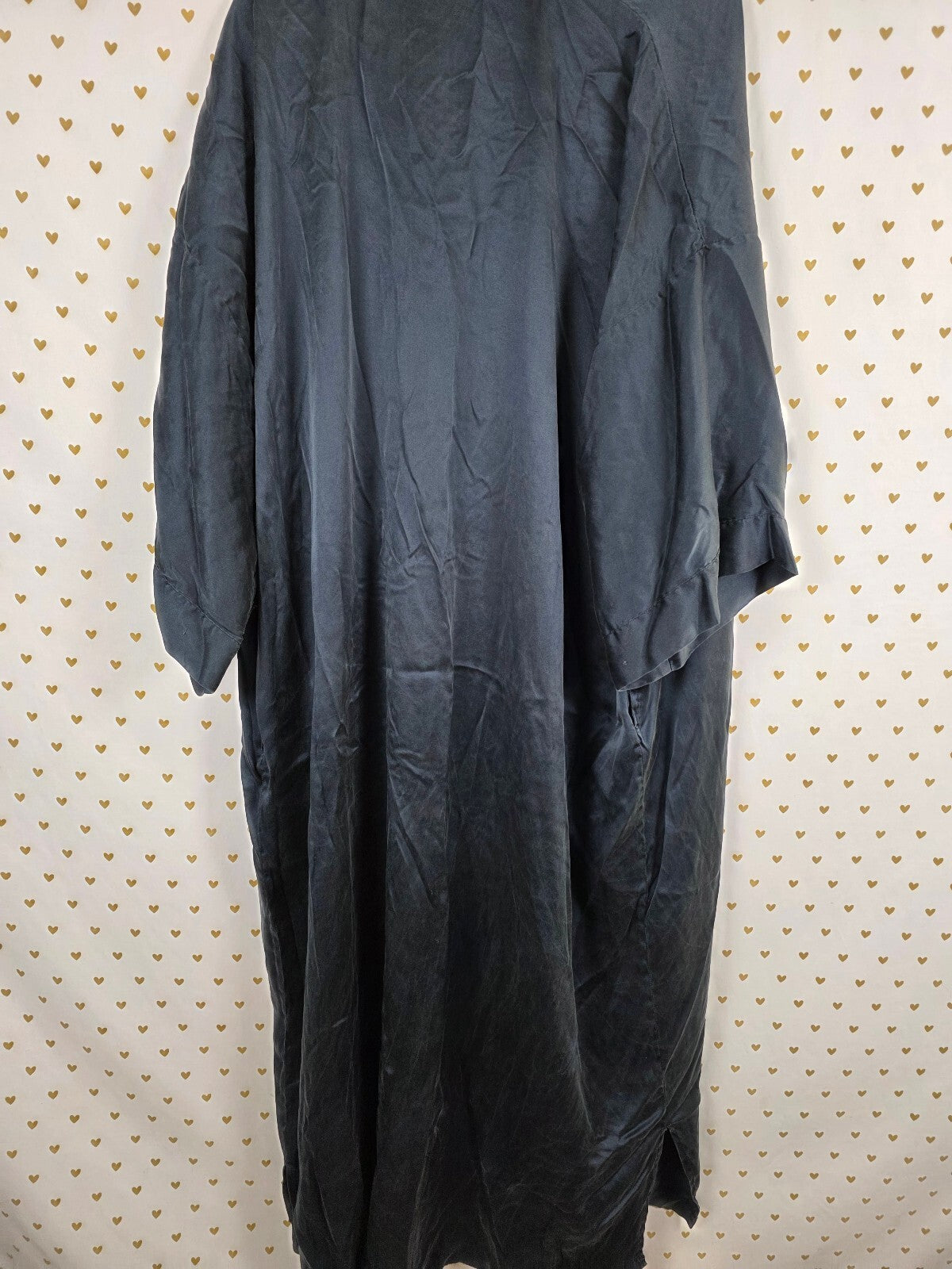 Vintage Victoria's Secret 100% Silk Kimono Robe Black Charcoal P/S