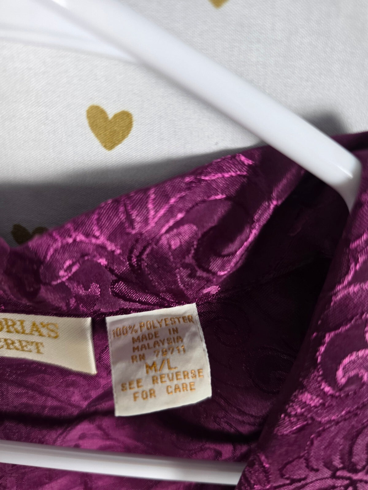 Vintage Victoria's Secret Gold Label Purple Satin Jacquard Sleep Shirt M/L