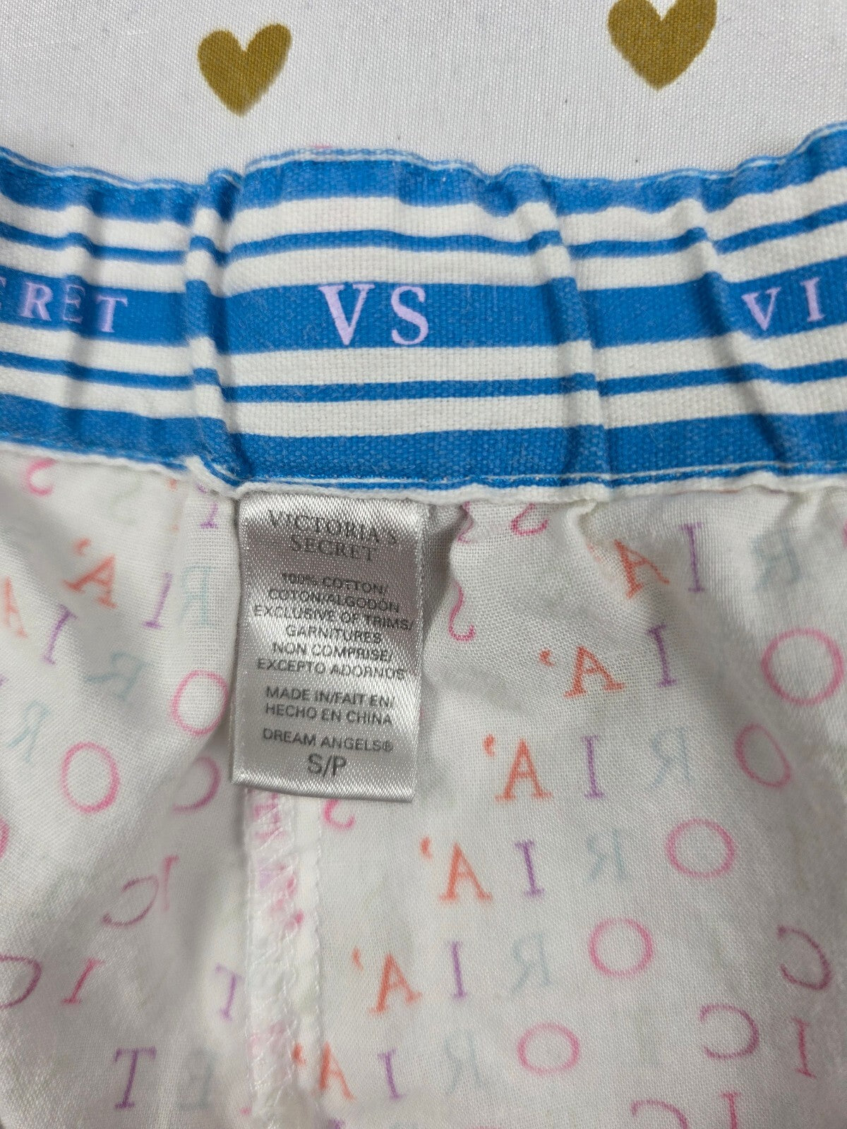 Victorias Secret White Logo Small Sleep Shorts Boxers Pajama Bottoms