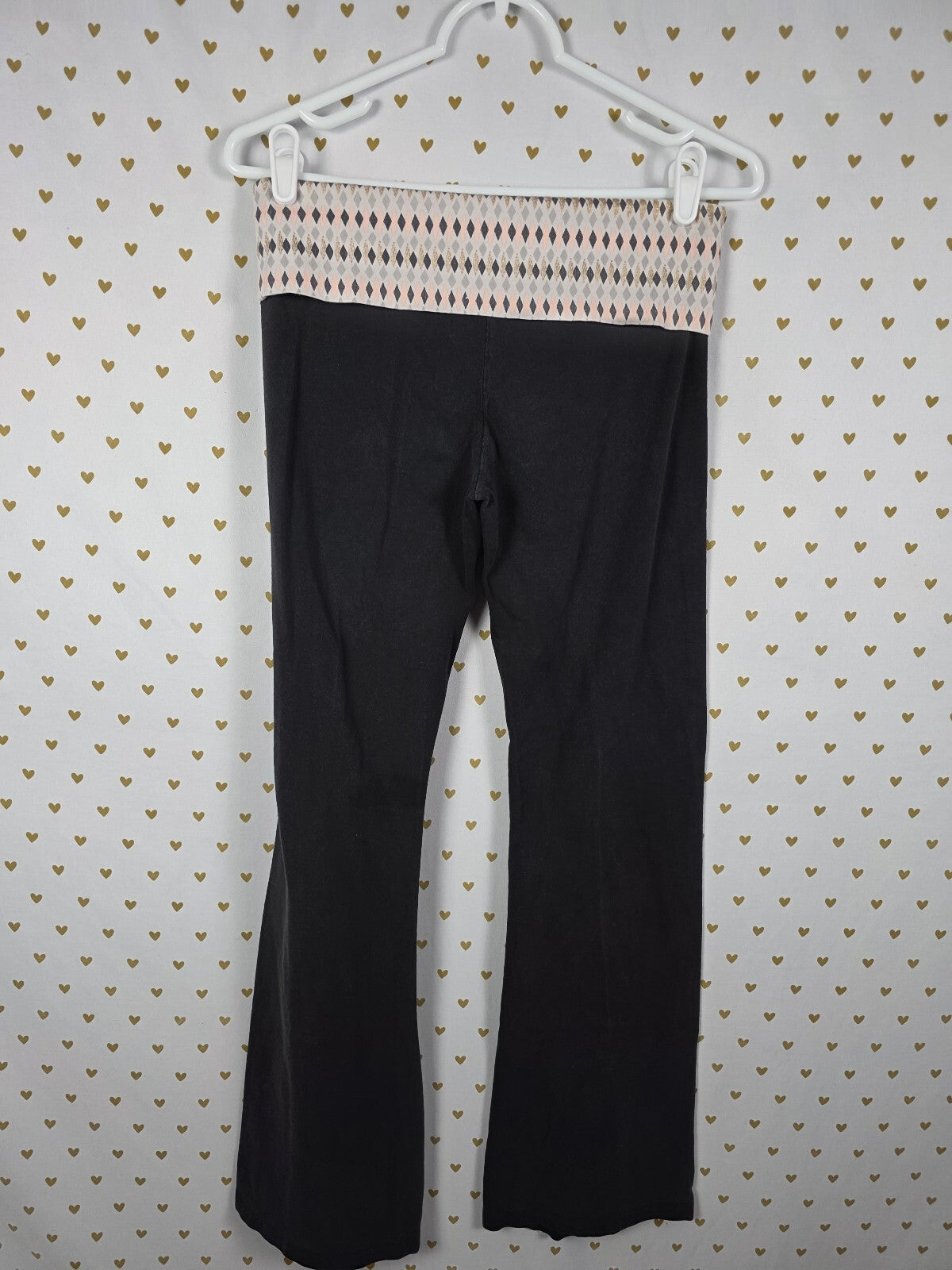Victorias Secret PINK Vintage Y2k Flared FOLDOVER Yoga Pants Geometric SMALL