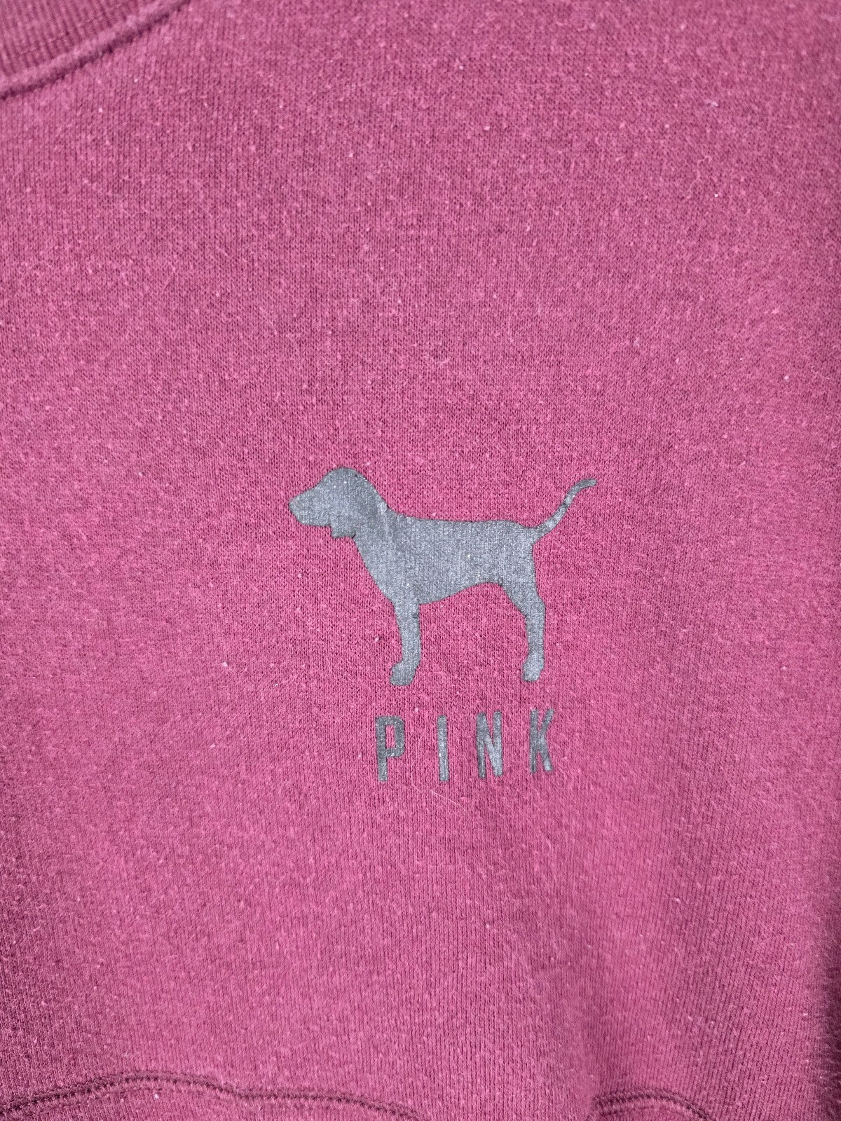 Victorias Secret Pink Maroon Cheetah Leopard Logo Oversized Sweater Shirt SM