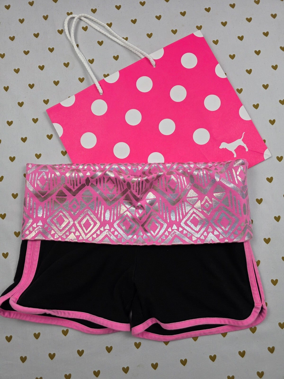 Victorias Secret PINK Foldover Shorts Yoga Holographic Y2k Vintage XS