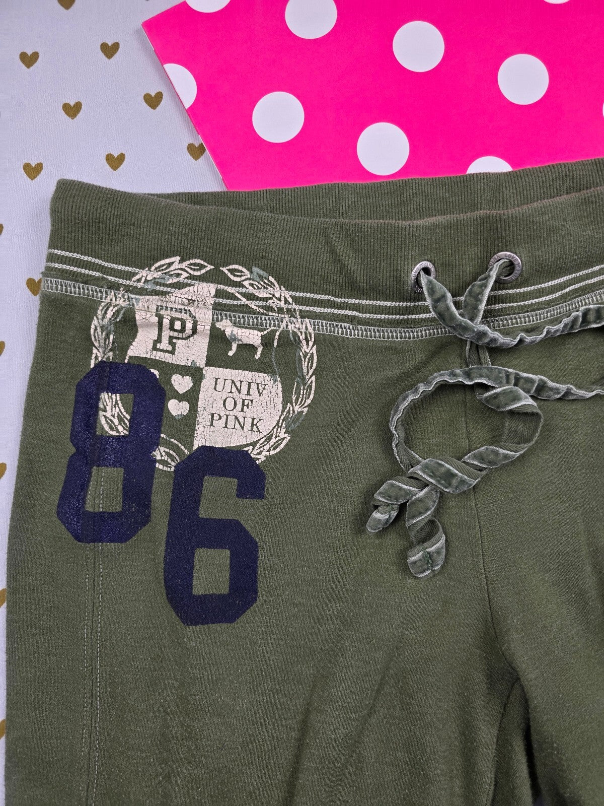 Victorias Secret PINK Green Vintage Sweat Shorts 86 University Medium
