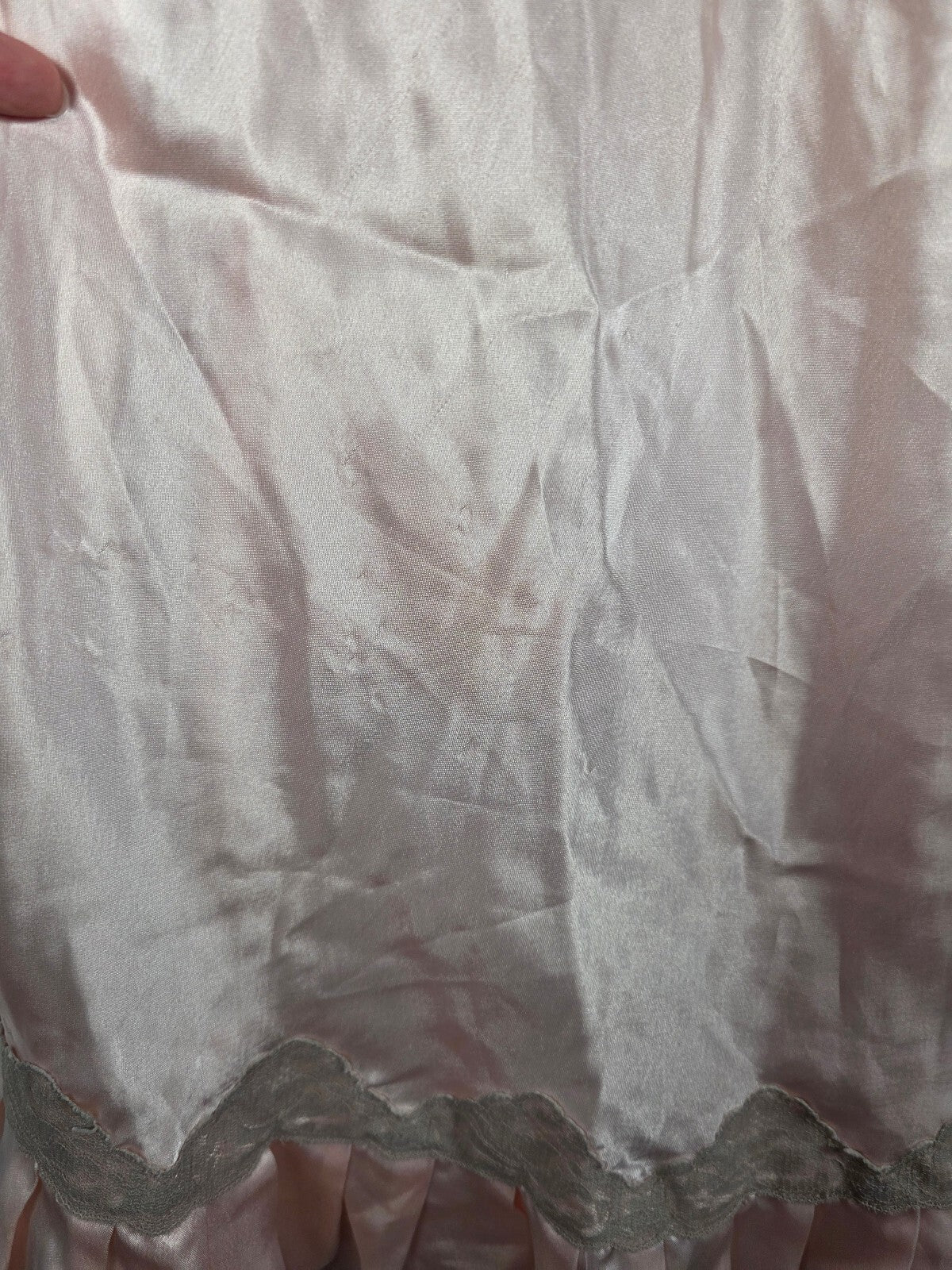 Vintage Victoria's Secret Satin Lace Ruffle Hem Slip Nightgown – L