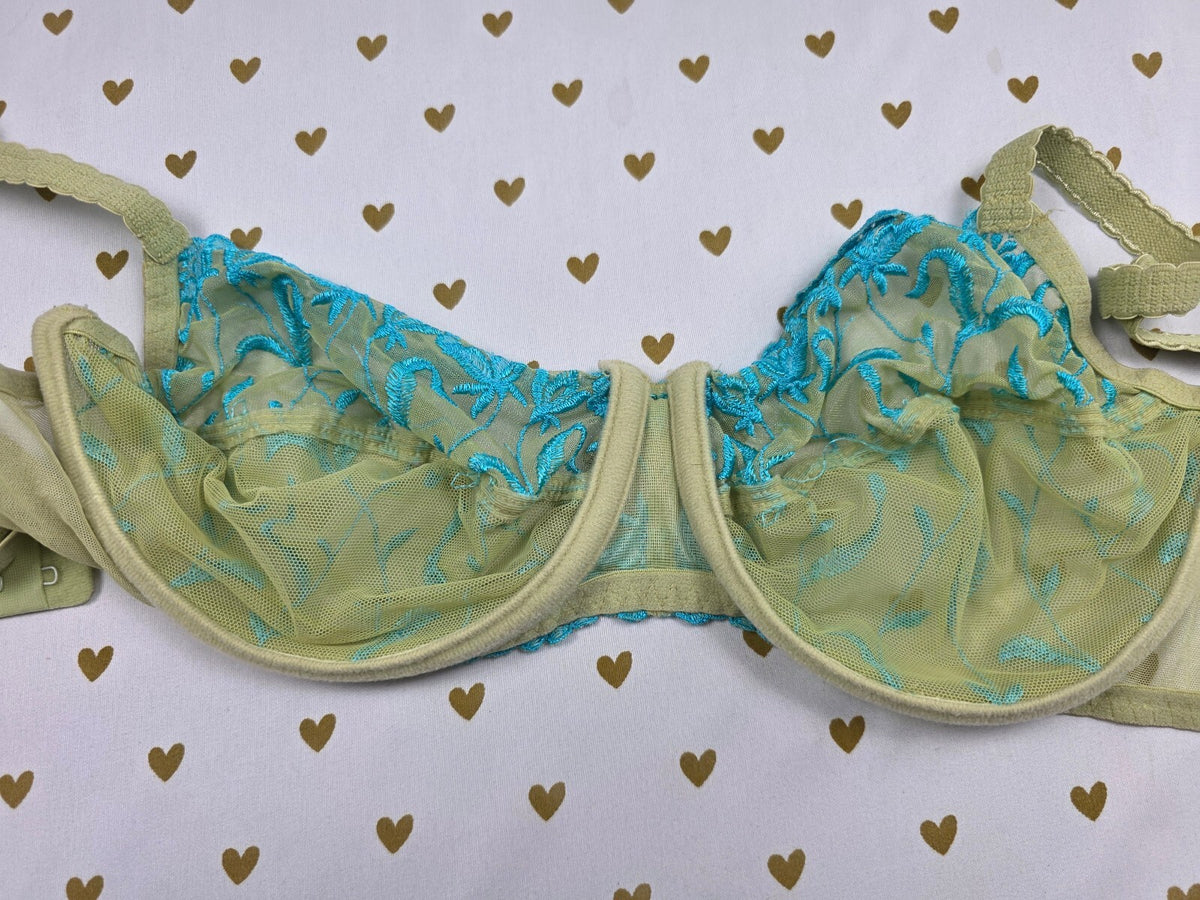 Victorias Secret Vintage sheer 38C Green Blue Bra
