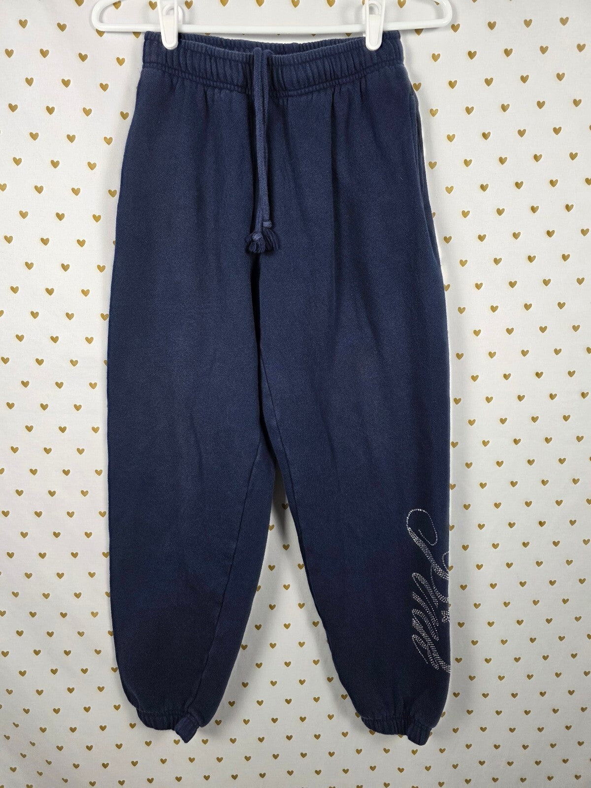 Victorias Secret PINK BLING studded Logo Sweats Sweatpants Joggers Blue XS