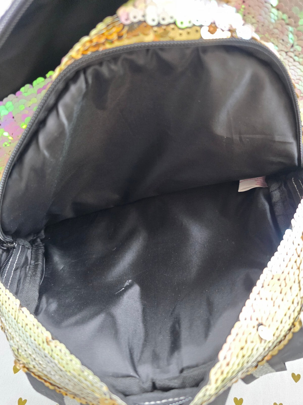 Victoria's Secret PINK Flip Sequin Backpack Gold Pink LOVE PINK Book Bag