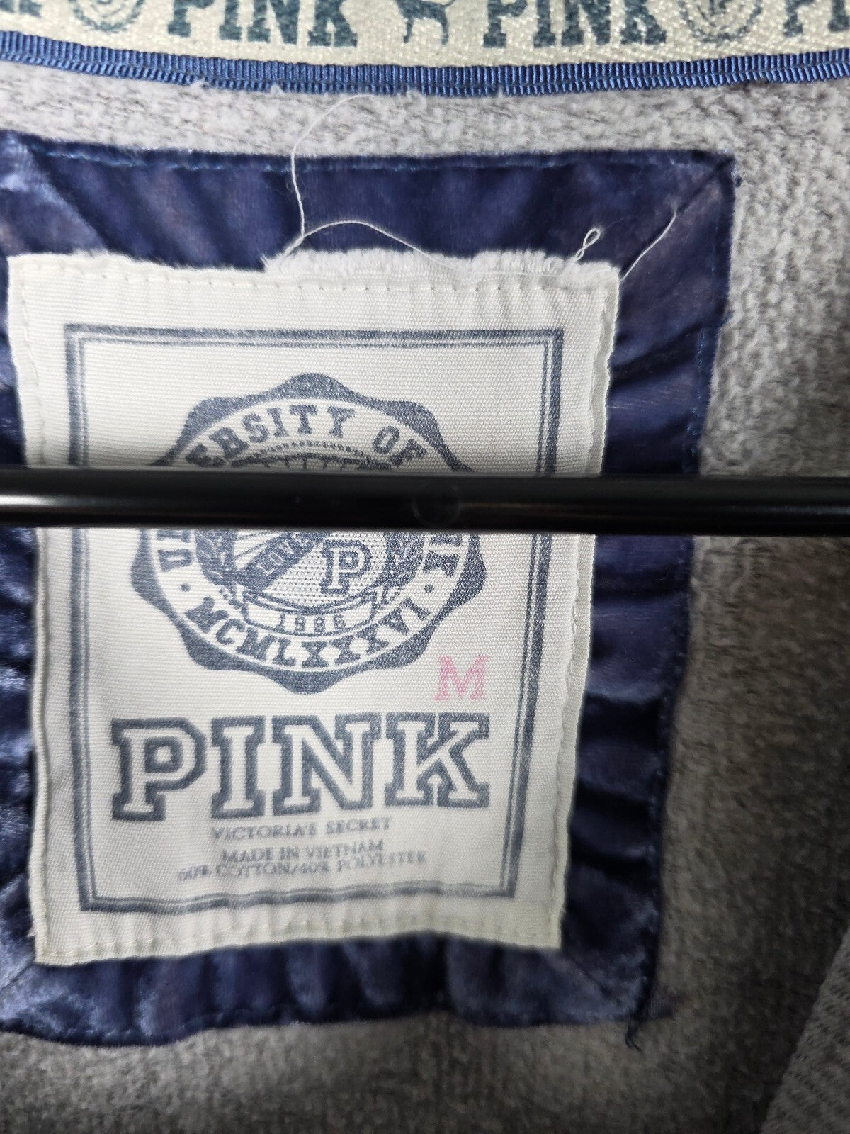 Victorias Secret Pink Grey Vintage University Crew Sweater Y2k MEDIUM
