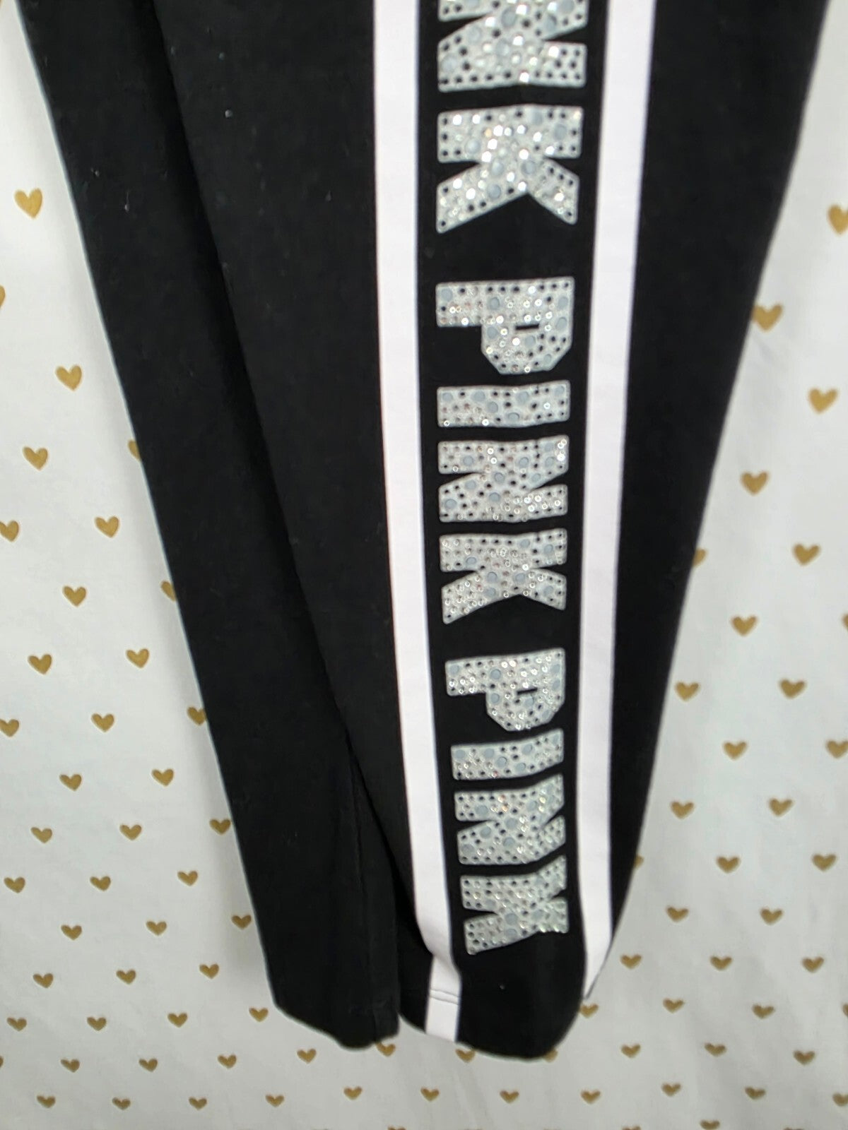 Victorias Secret PINK Logo Bling Studded Yoga Pants Medium