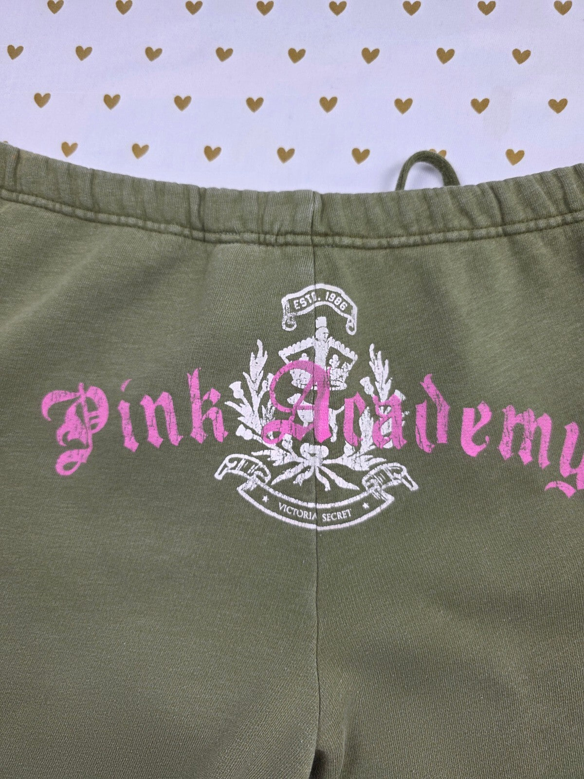 Victorias Secret PINK Academy Logo Butt Vintage y2k Green Sweat Shorts Medium