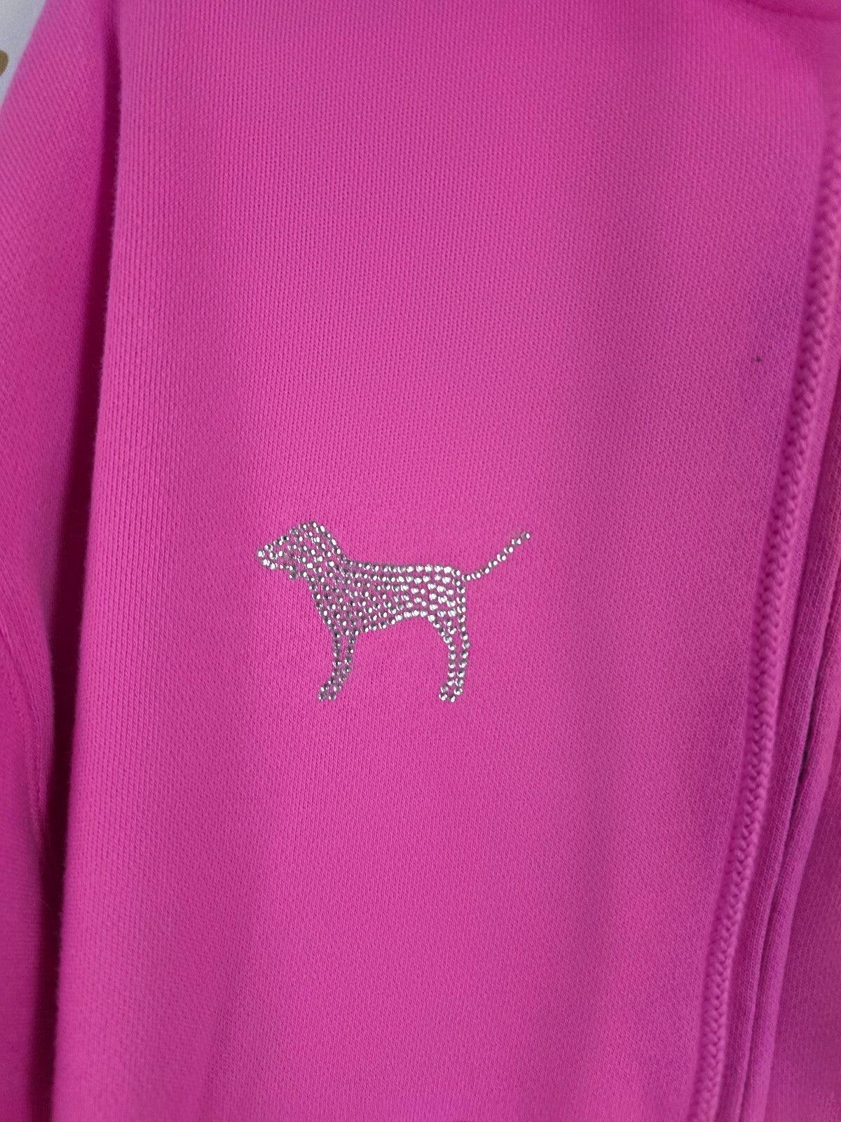 Victoria's Secret PINK Love Pink Hot Dog Rhinestone Zip Hoodie Shorts Set XS/S