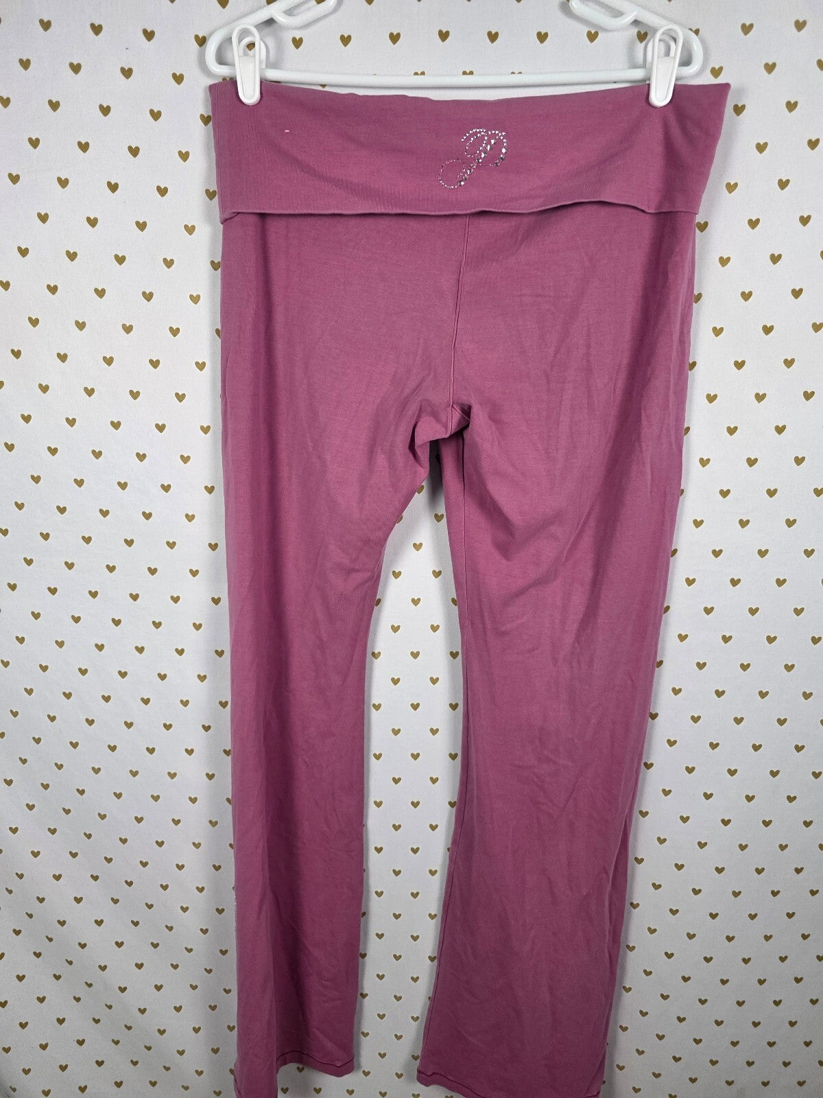 Victorias Secret PINK BLING Studded Foldover Flare Yoga pants LARGE