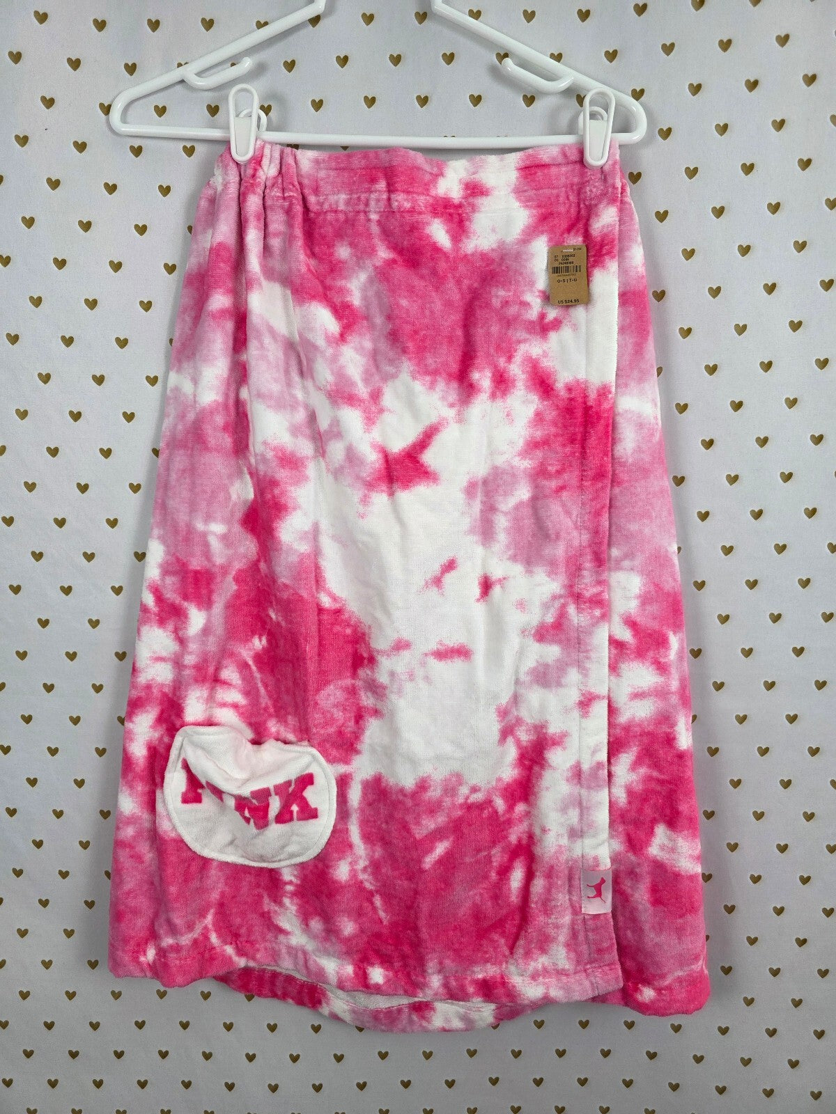 Victoria's Secret PINK Plush Spa Bath Wrap Towel Cover Up Logo Pocket NEW NWT