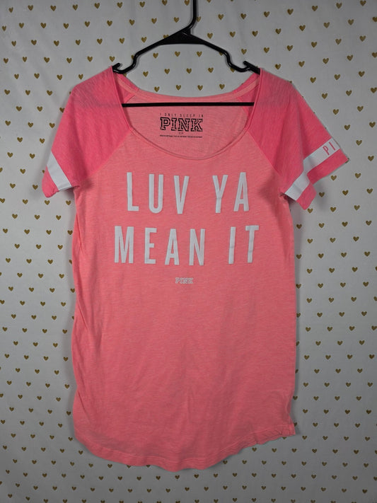 Victorias Secret PINK LOVE YA MEAN IT Nightgown Sleep Shirt Dress SMALL