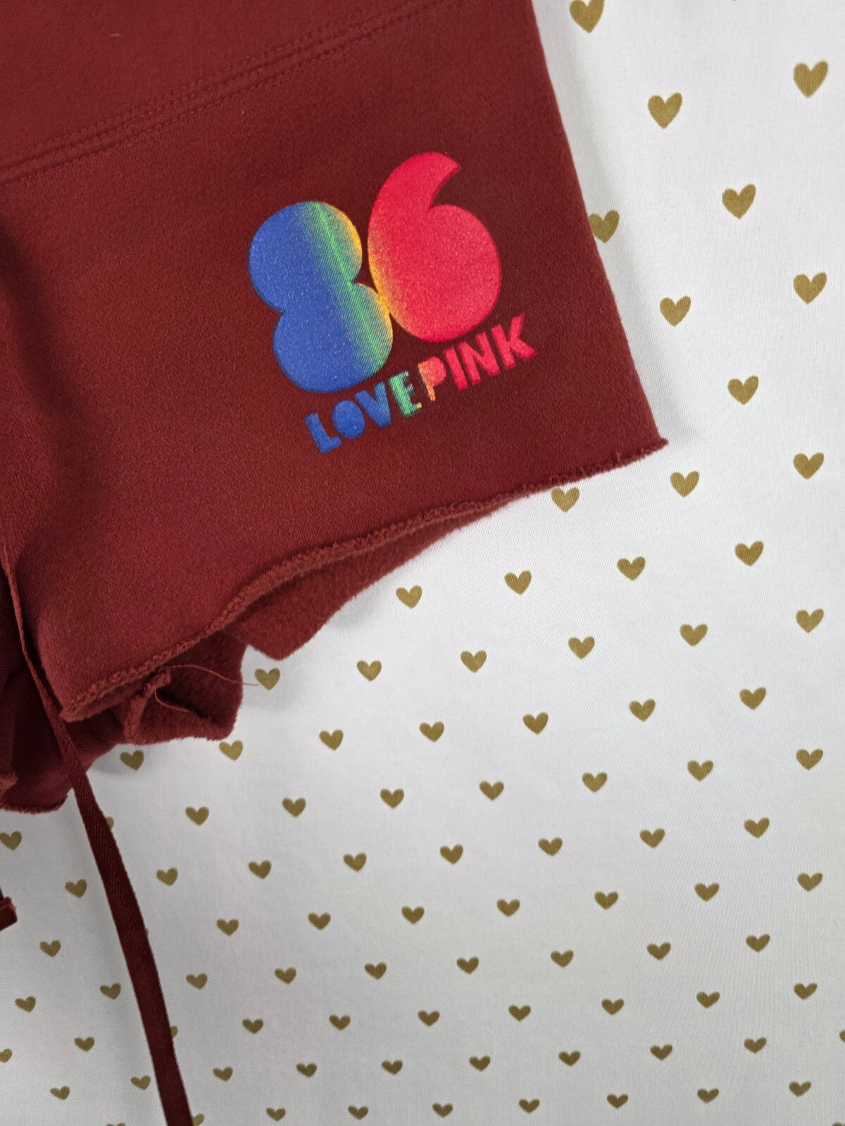 Vintage 2006 VS PINK 86 LOVE PINK Rainbow Hoodie Shorts Set S XS Y2K