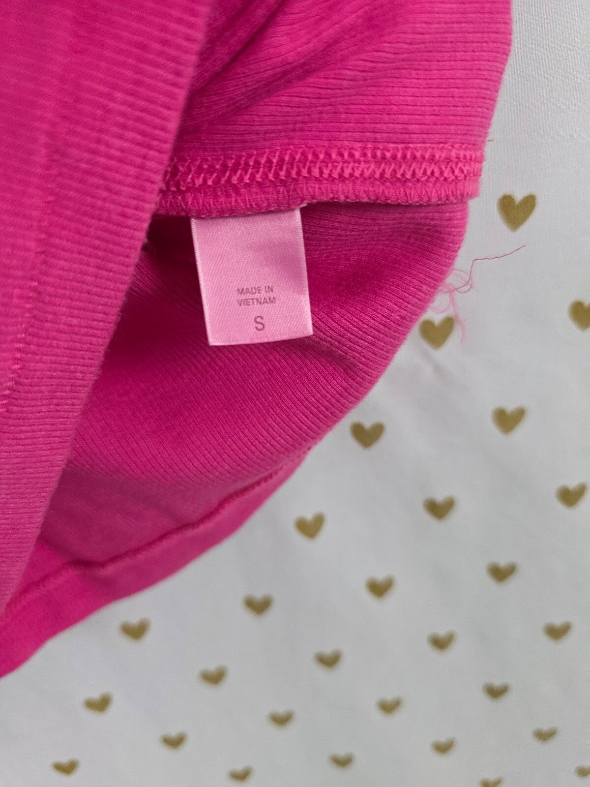 Vintage 2008 Victoria's Secret PINK Tank Top Gold Sequin Heart Bling Y2K S