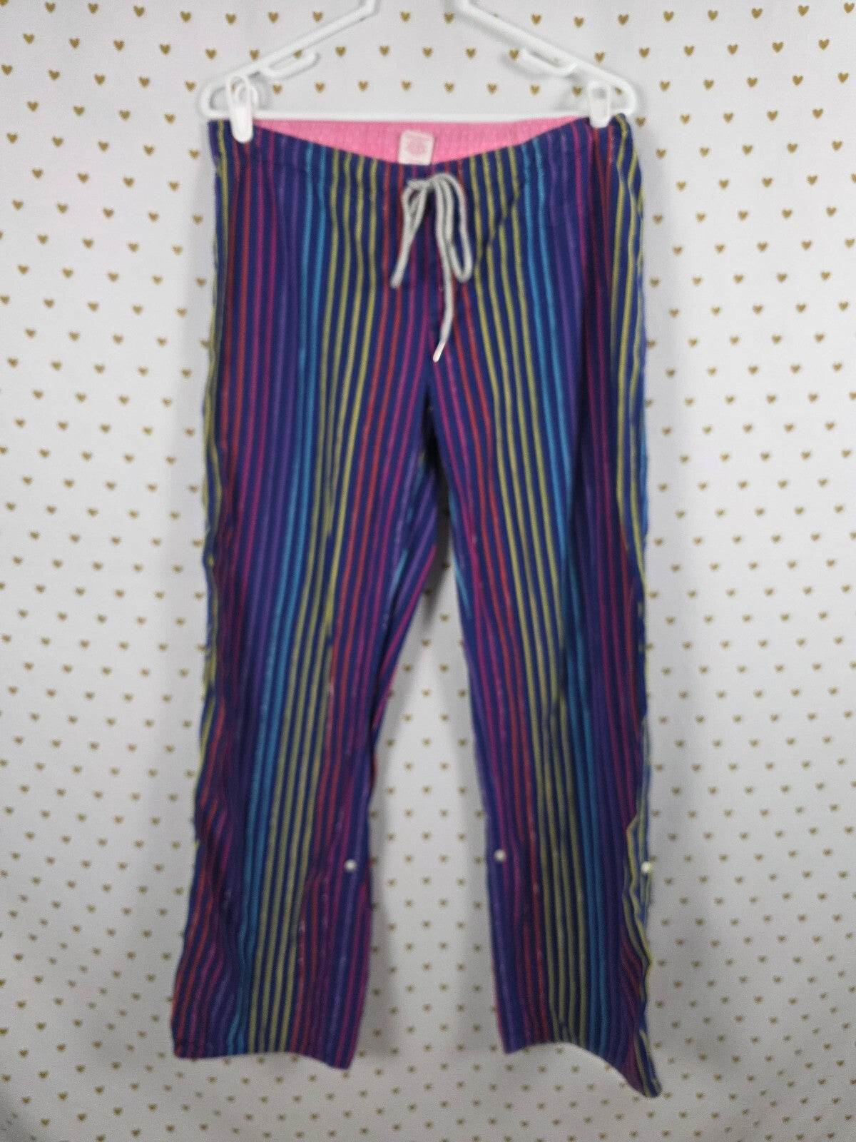 Victorias Secret LIVE PINK Rainbow Stripe Medium Sleep Pants Pajama PJ Bottoms