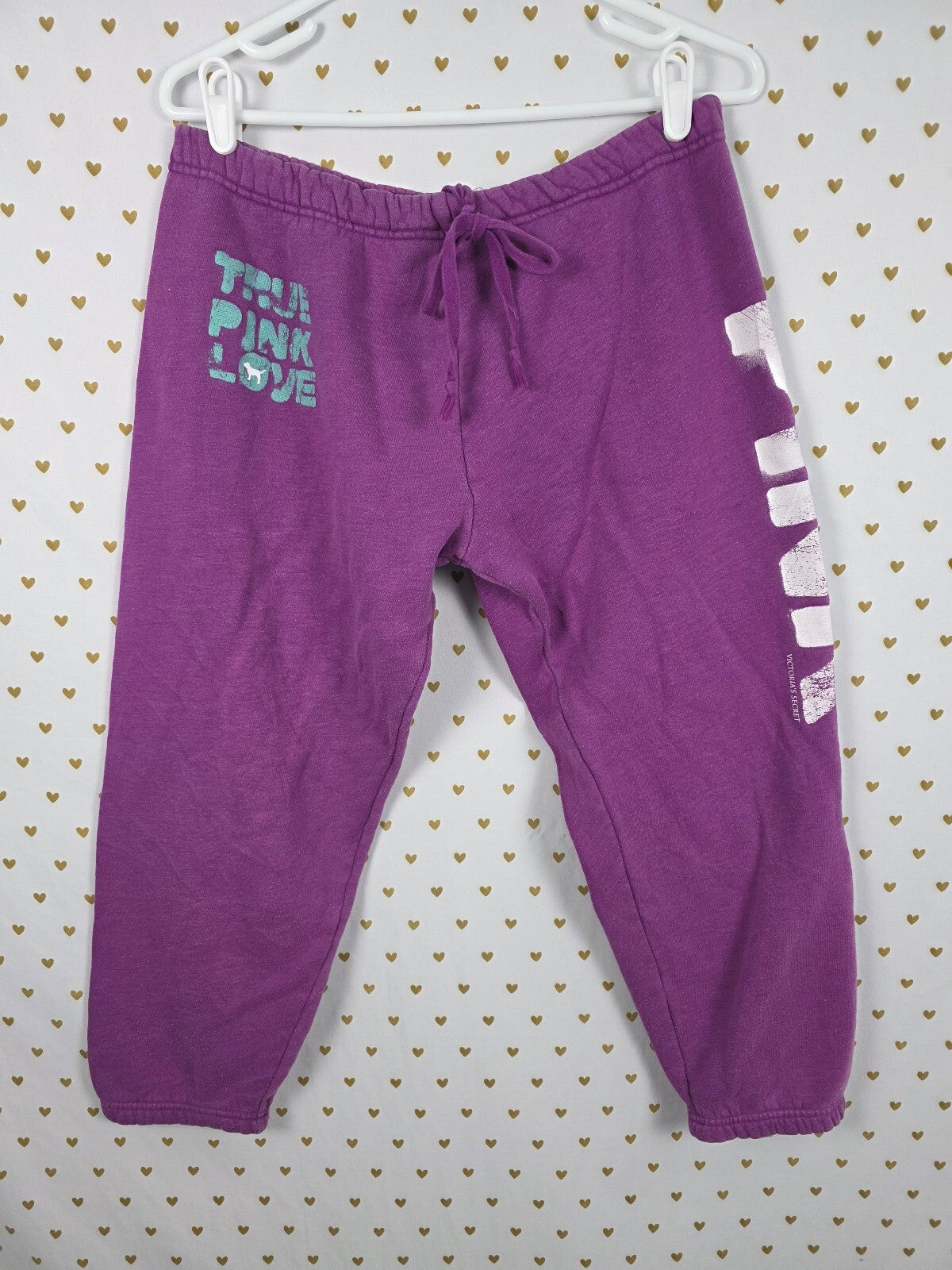Victorias Secret PINK Vintage Purple Sweats Sweatpants Y2k Small TRUE LOVE