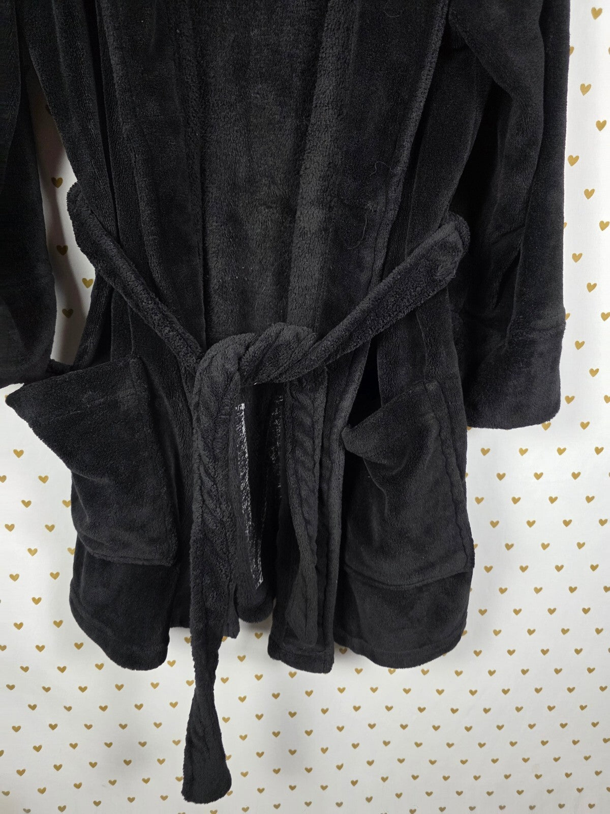 Victorias Secret Soft Fluffy Logo BLING Iridescent Warm Black Robe ONE SIZE FITS