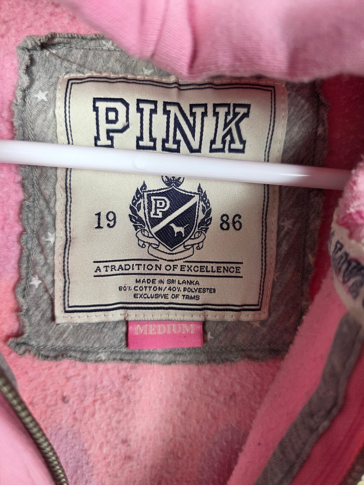 Victorias Secret Pink Vintage Y2k Preppy Happy Face Hoodie Jacket Medium
