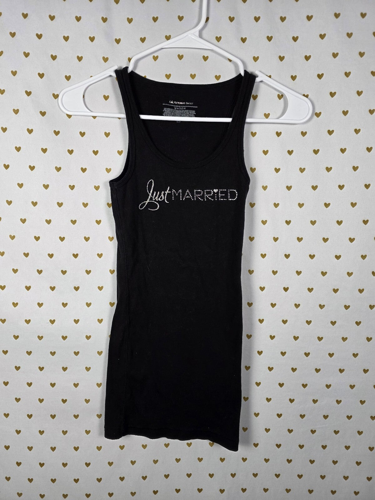 Victorias Secret Just Married Bling Studded I DO tank Top Black Small