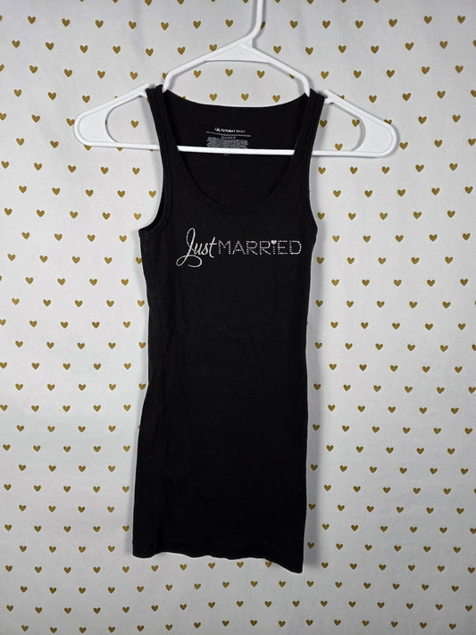 Victorias Secret Just Married Bling Studded I DO tank Top Black Small