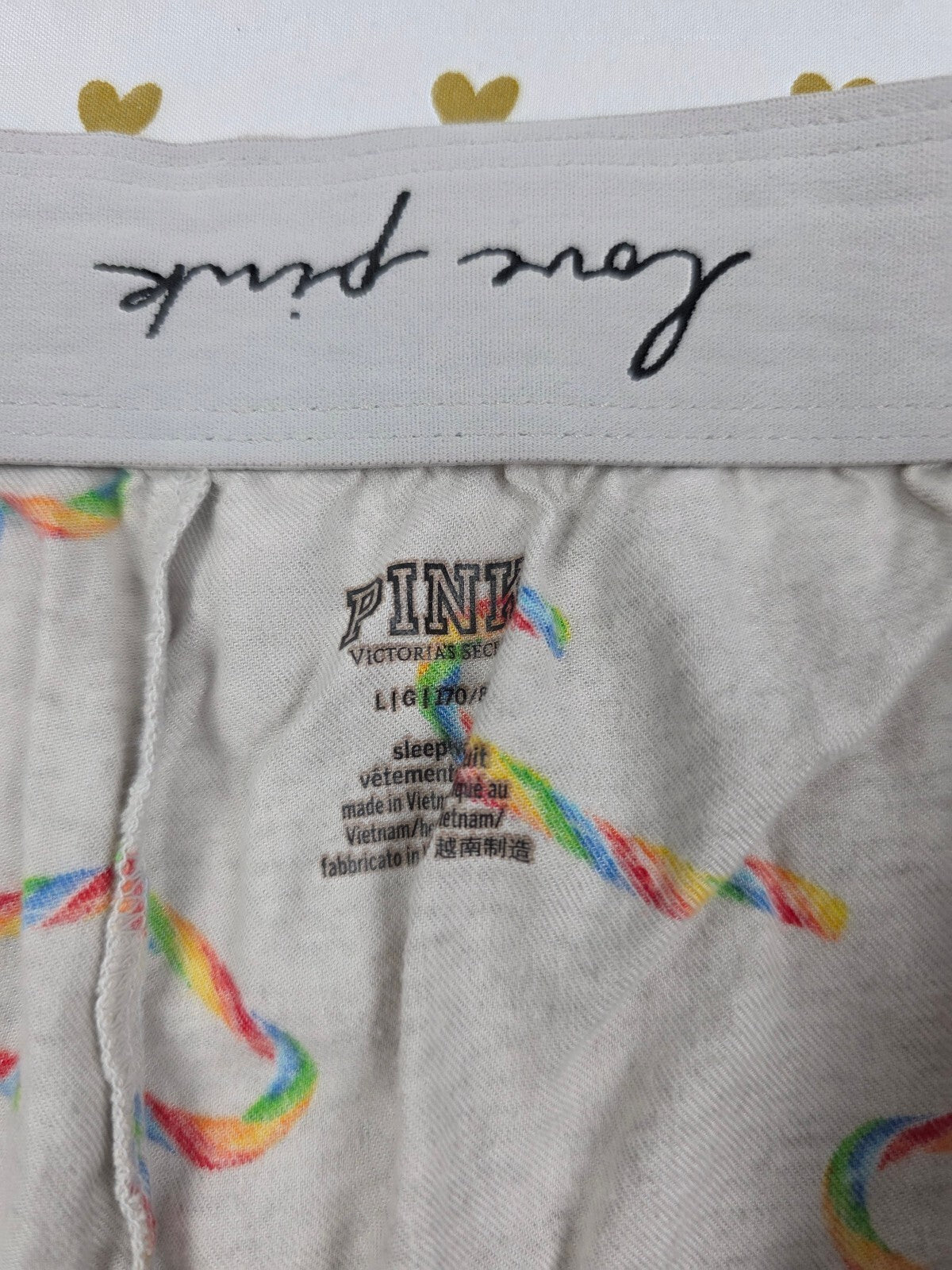 Victorias Secret PINK Rainbow Heart Large Sleep Shorts Boxers Pajama Bottoms