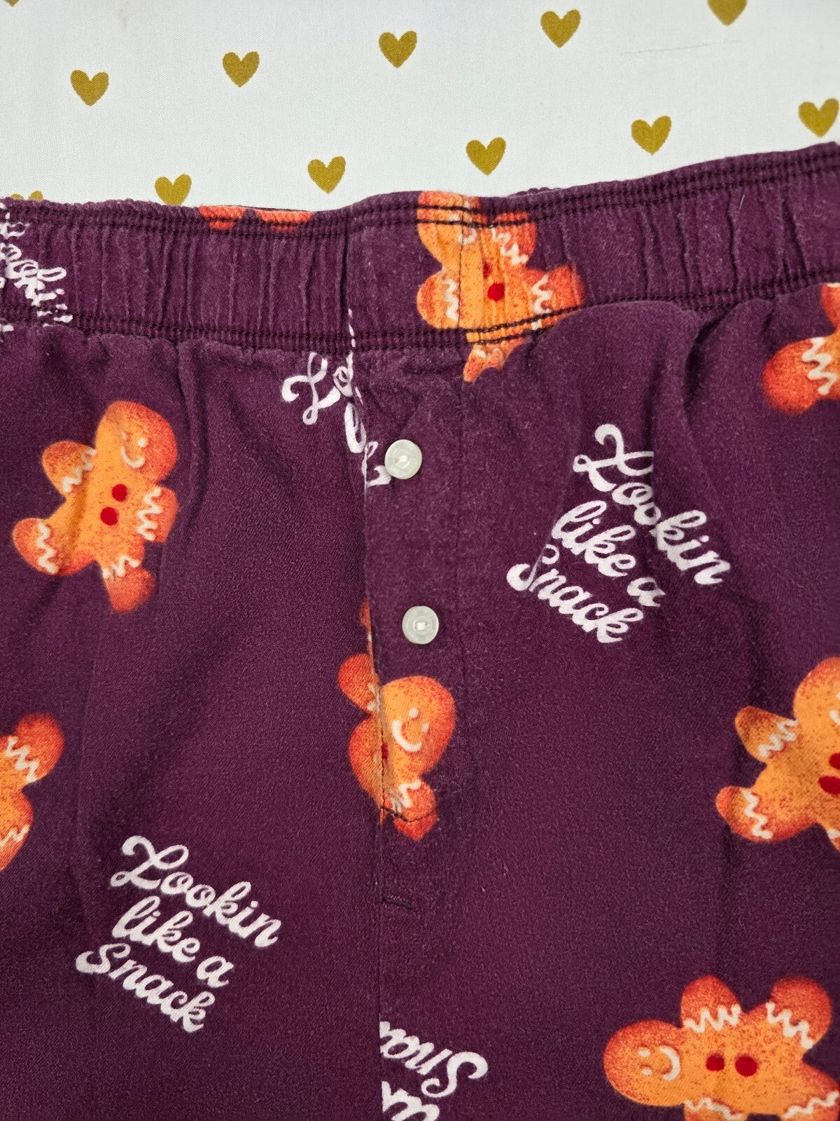 Victorias Secret PINK Gingerbread Man SMALL Sleep Shorts Boxers Pajama Bottoms