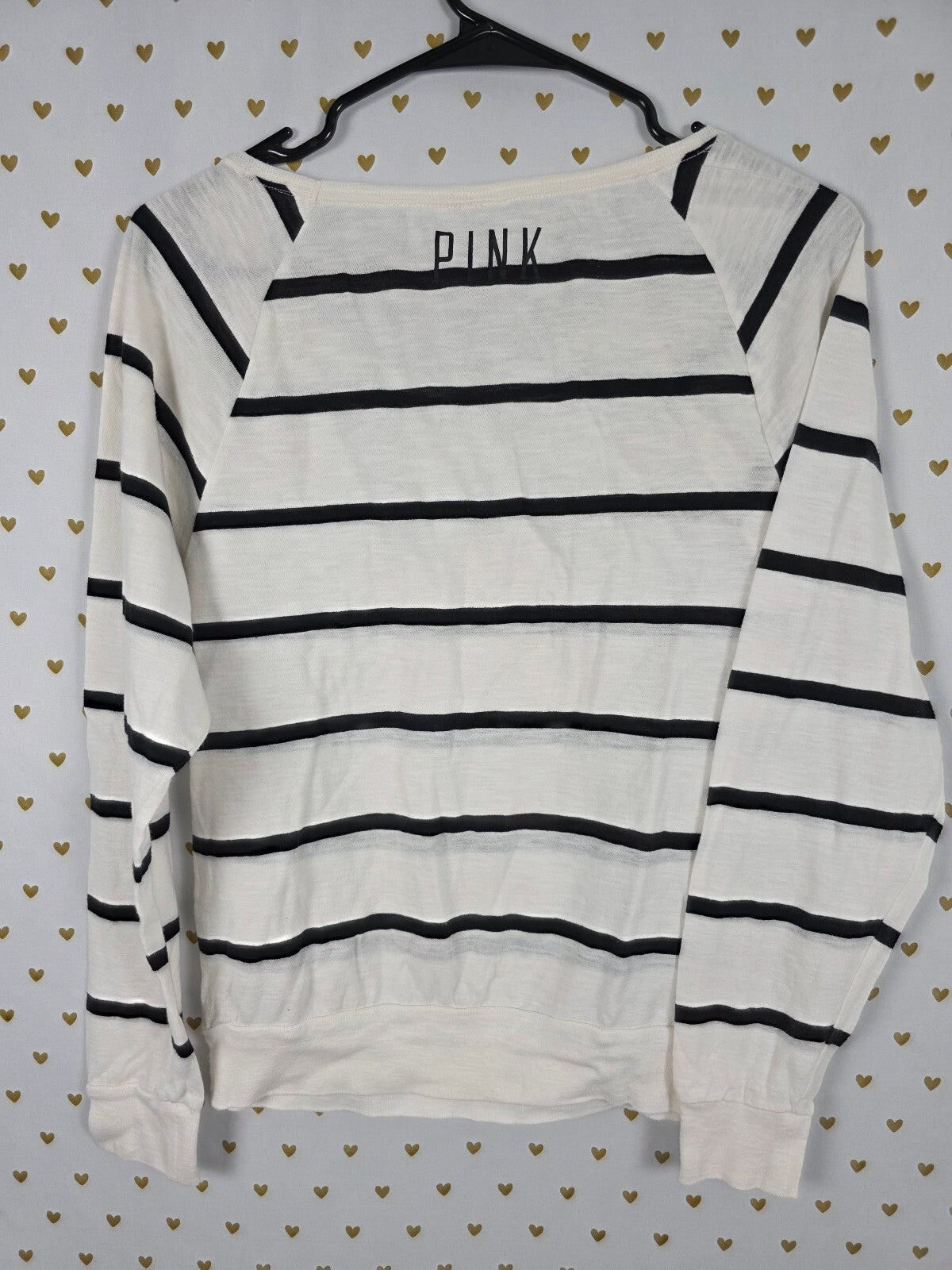 Victorias Secret PINK Bling Stripe Sequined Long Sleeve Tee shirt XS