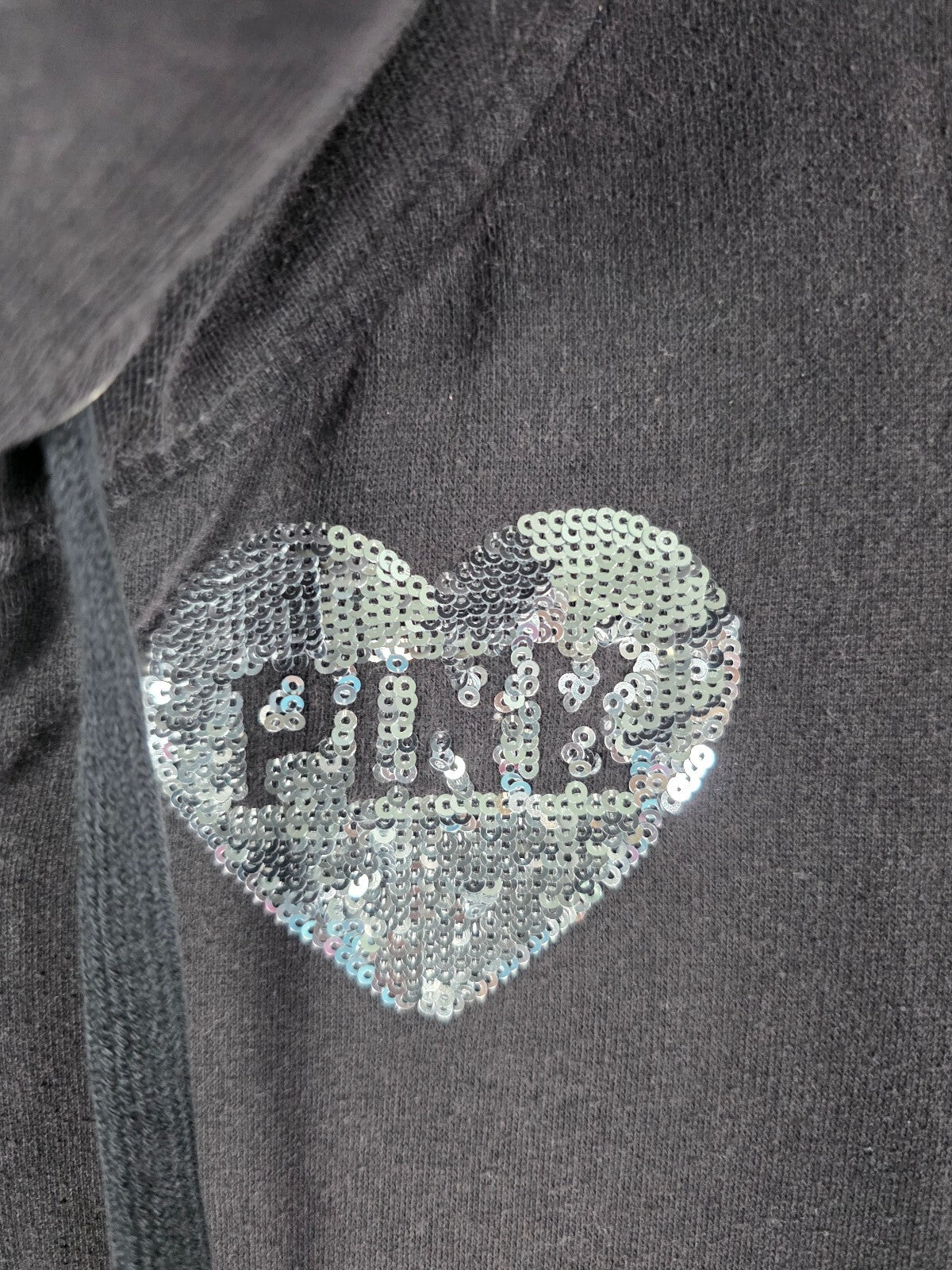 Victorias Secret Pink Vintage Y2k Silver Bling Sequined Hoodie Jacket Large