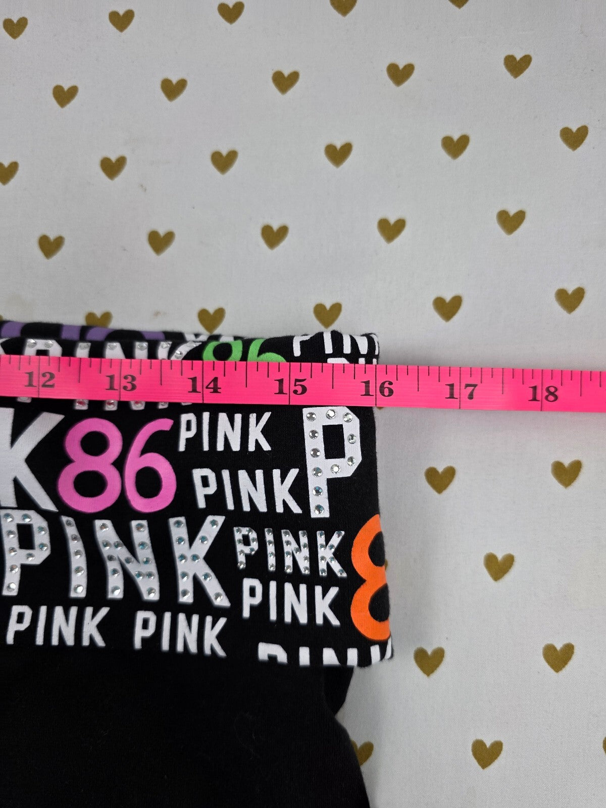 Victorias Secret PINK Vintage Bling Foldover Yoga Shorts Logo 86 Booty Med