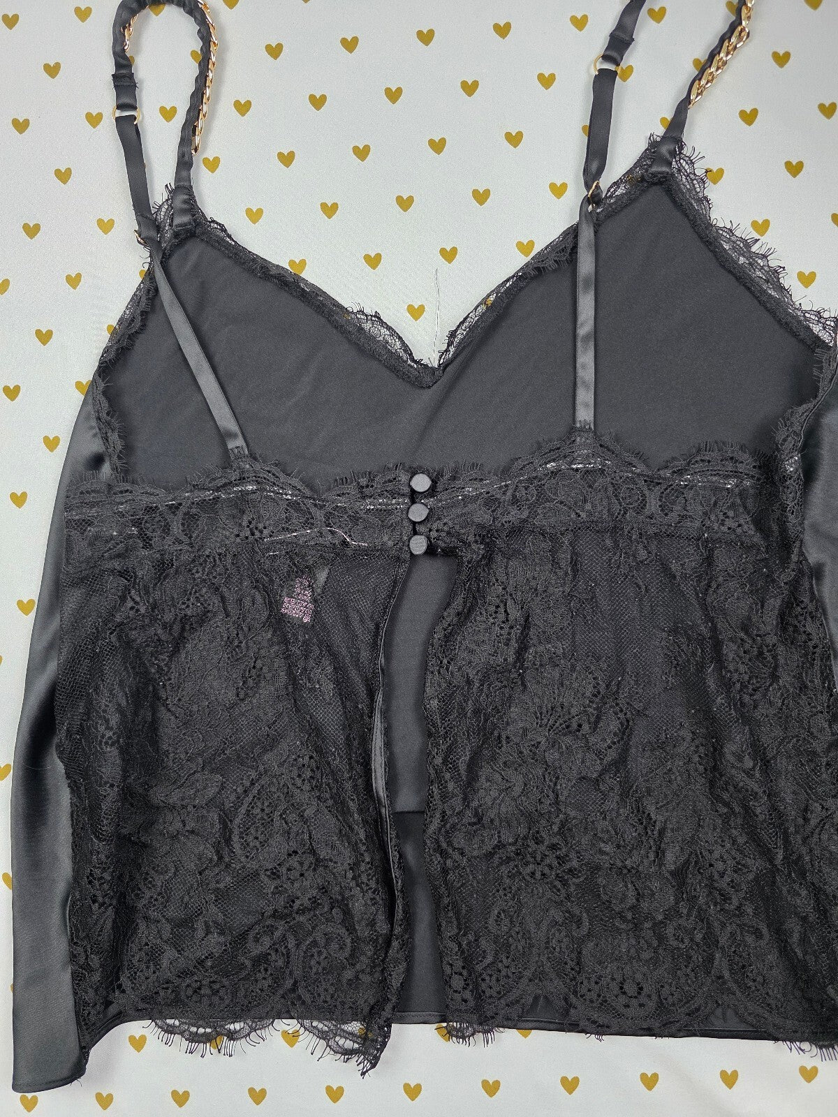 Victorias Secret PINK Black Chain XL Tank Top Open Back Babydoll