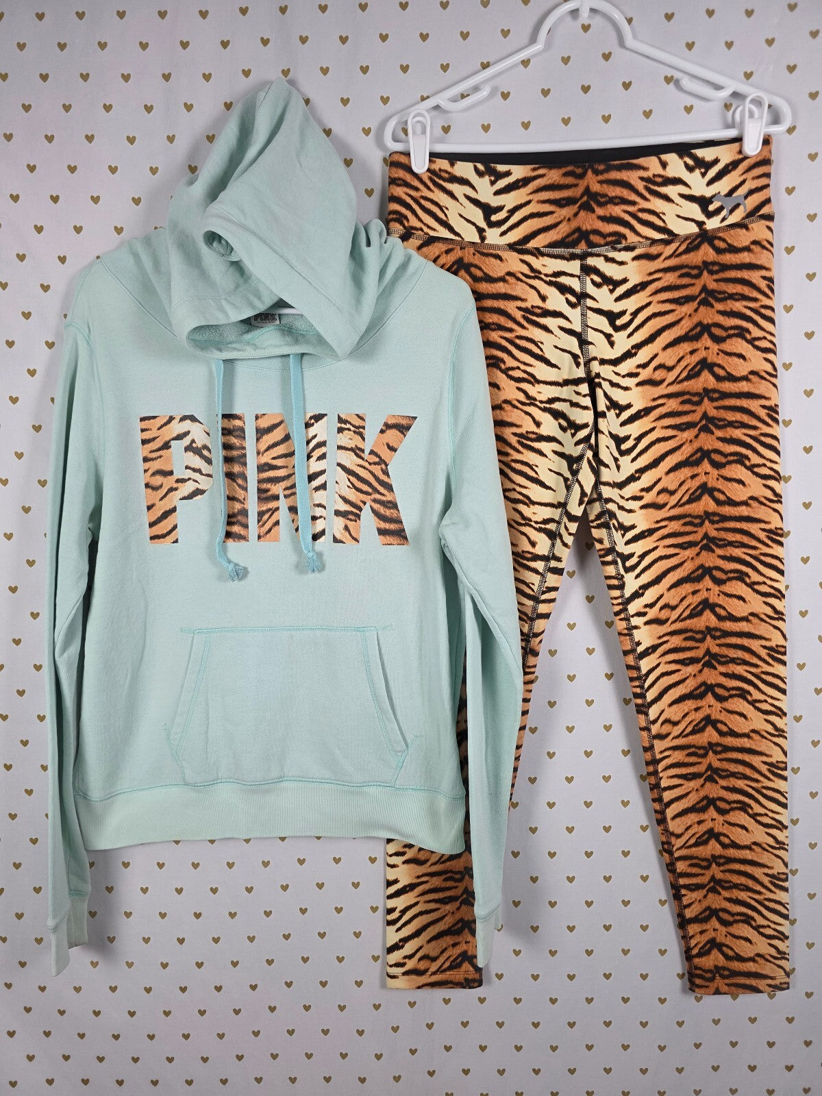 Victoria's Secret PINK Tiger Yoga Leggings Hoodie Set M L Animal Print