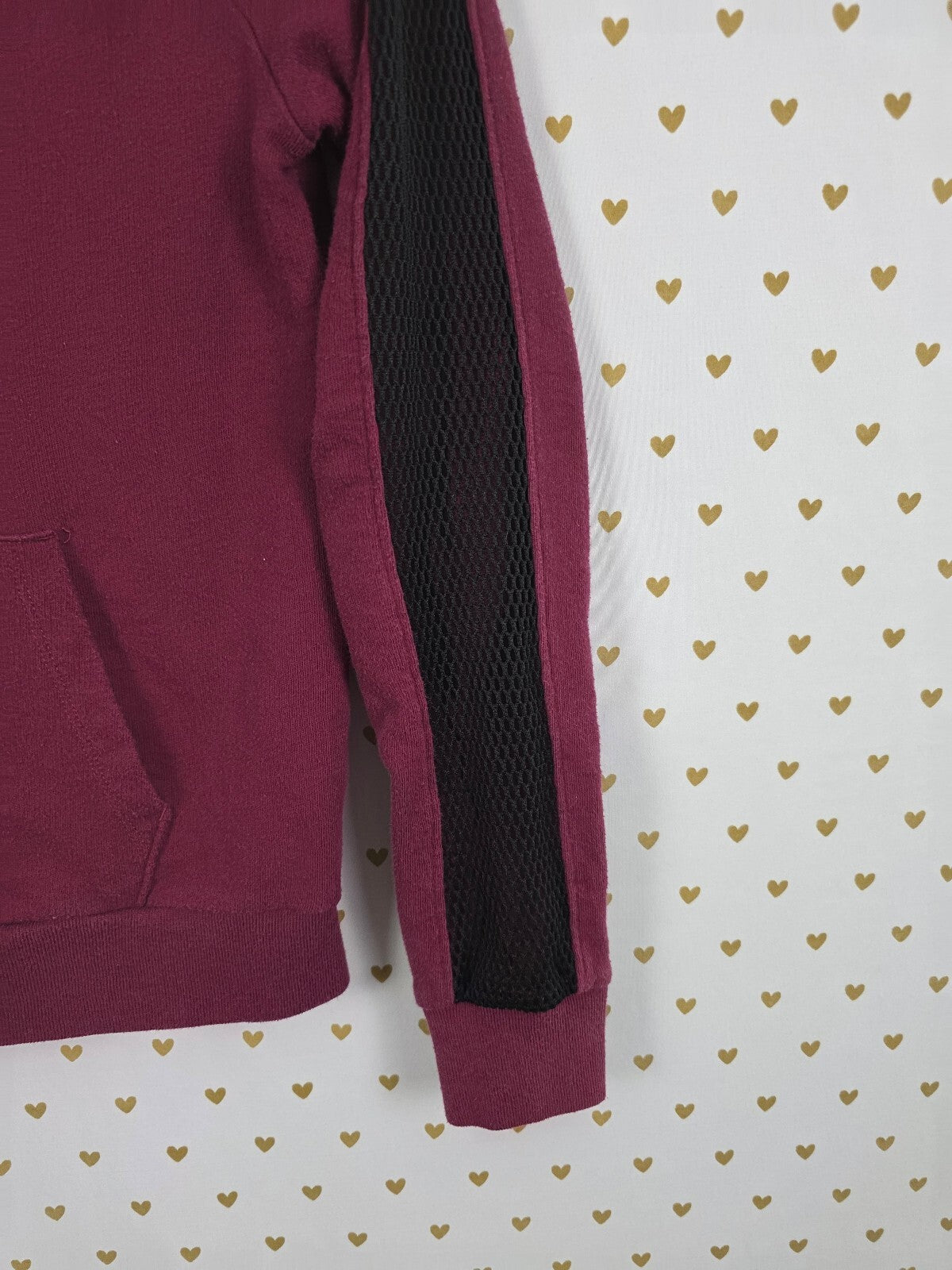 Victorias Secret Pink BLING Full Zip Mesh Sleeve Jacket Maroon Small