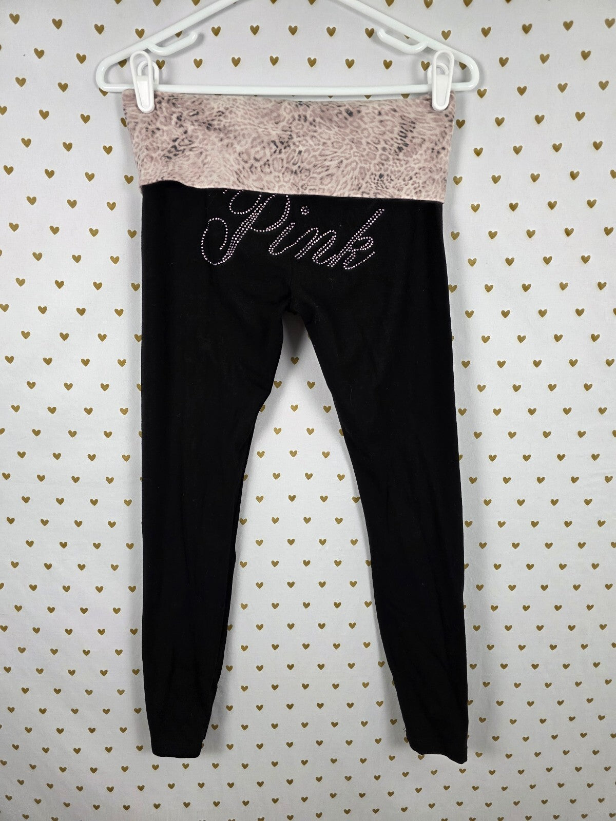 Victorias Secret PINK Bling Foldover Yoga Pants Skinny Ankle Small