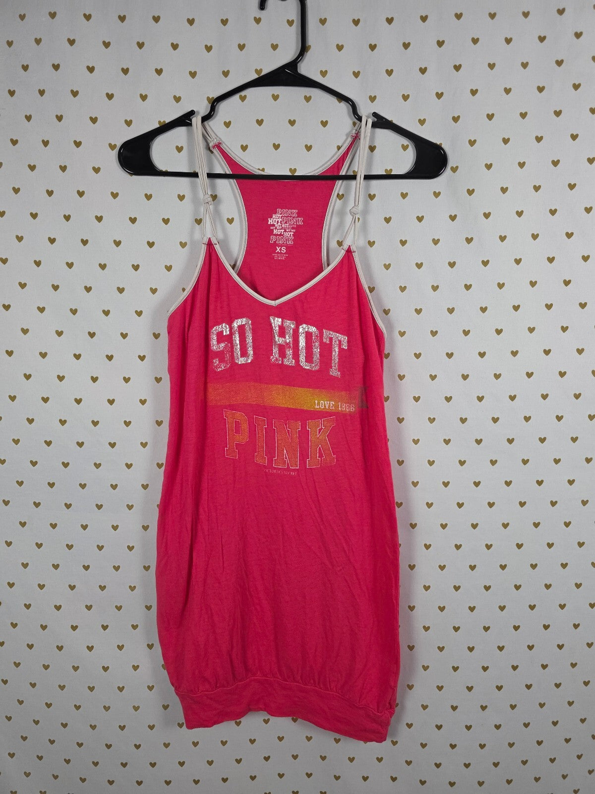 Victoria's Secret PINK SO HOT Tank Top XS Metallic Logo Strappy Racerback Y2K